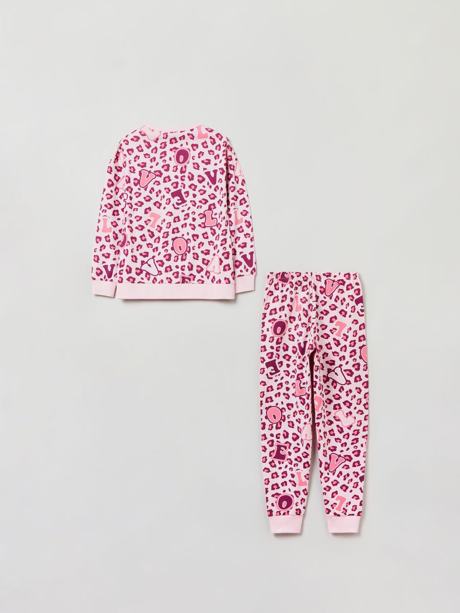 Pigiama in cotone con stampa animalier_1