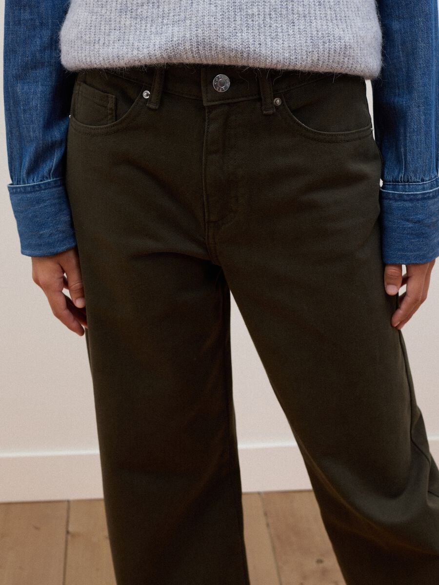 Jeans marroni wide leg in puro cotone_3