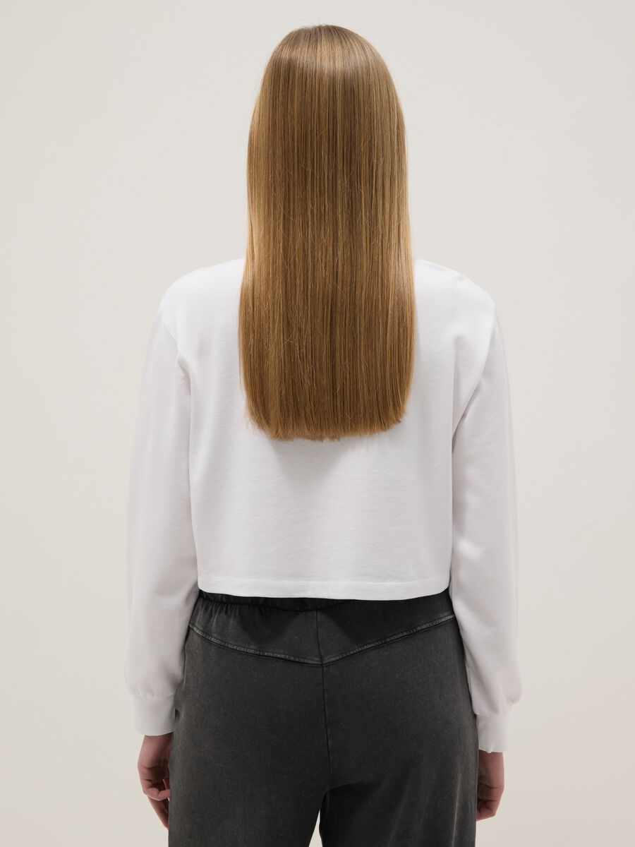 Girl's white pure cotton sweatshirt regular fit with embroidered heart_1