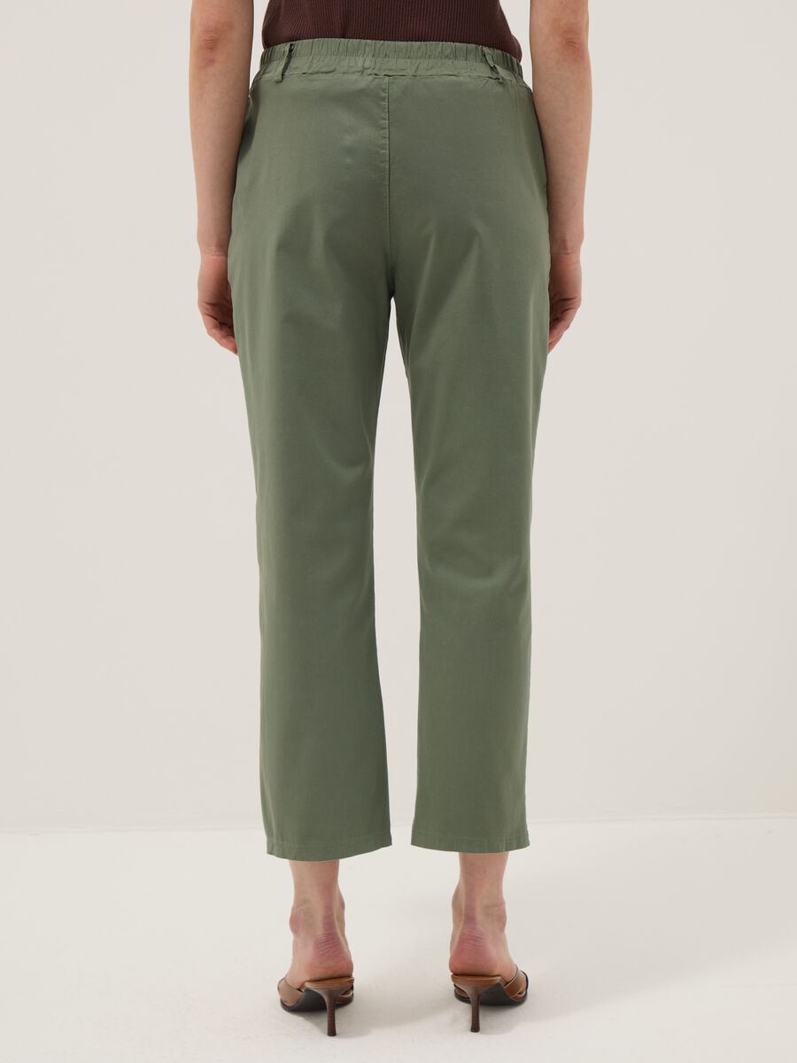 Regular Fit Green Stretch Cotton Trousers_2