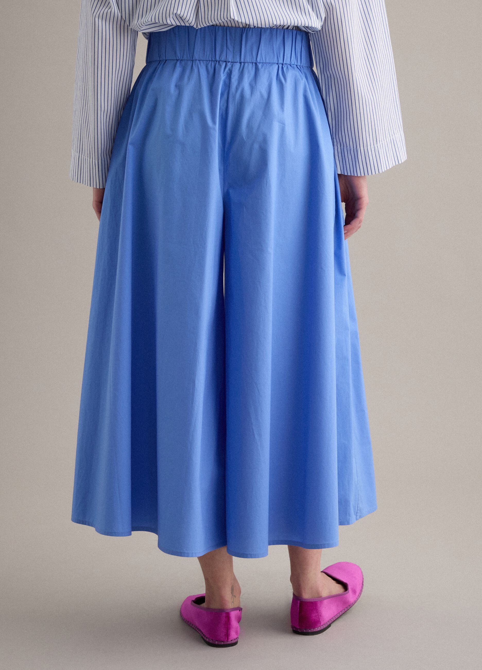 Long sky-blue skirt in pure cotton