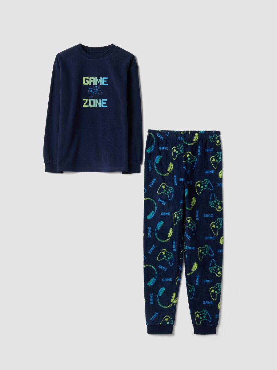 Blue crew-neck pyjamas with video game print trousers_0