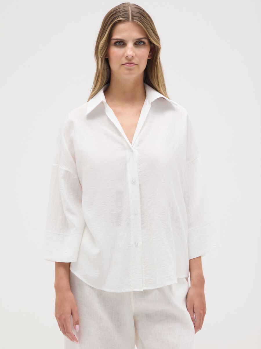 Women's white mix regular fit shirt_0