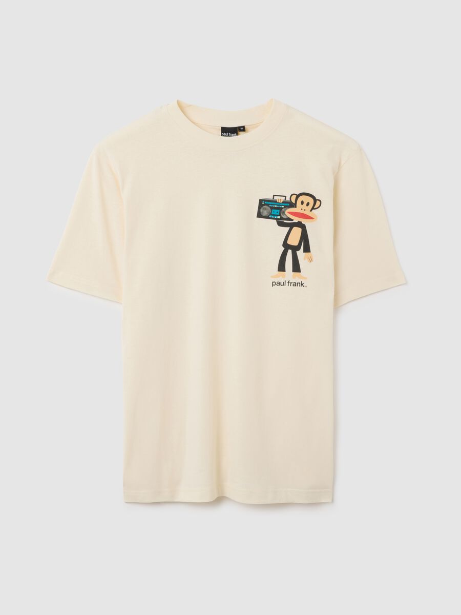 T-shirt beige a maniche corte in puro cotone regular fit_0