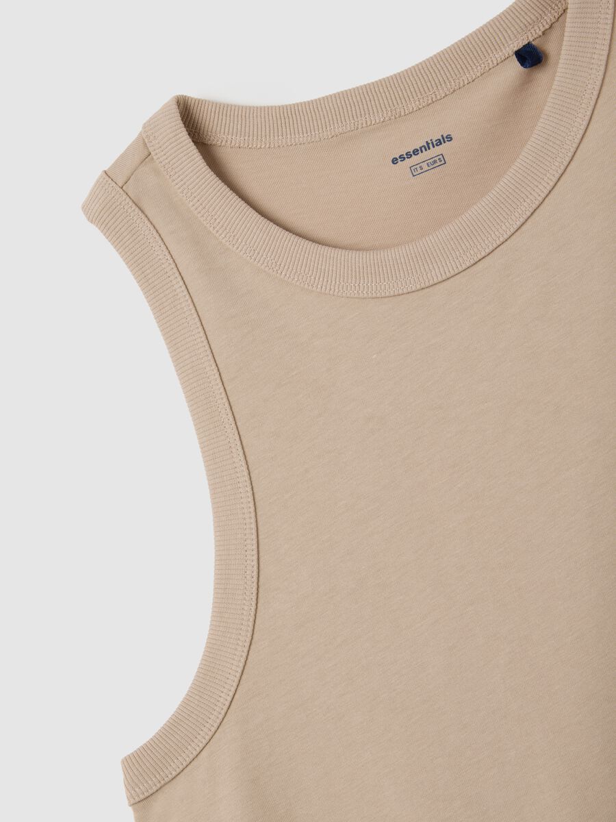 Women's dress in pure beige cotton_1