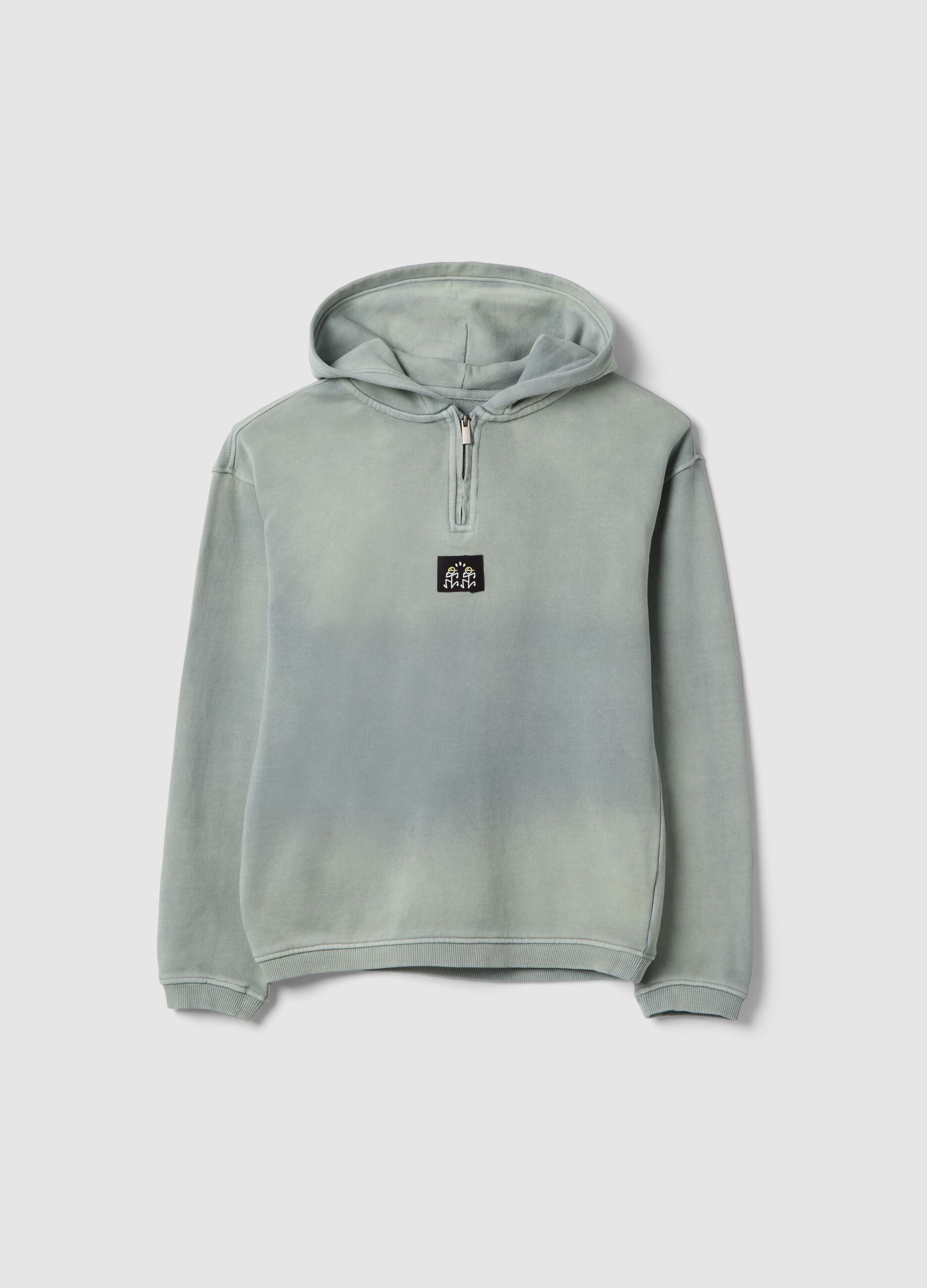 Green Tie-Dye Oversized Fit Boys' Pure Cotton Sweatshirt