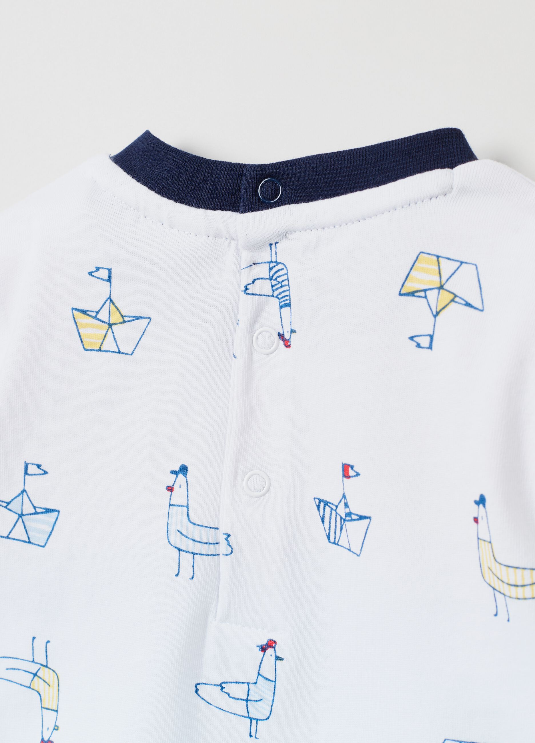Long cotton pyjamas with boats print