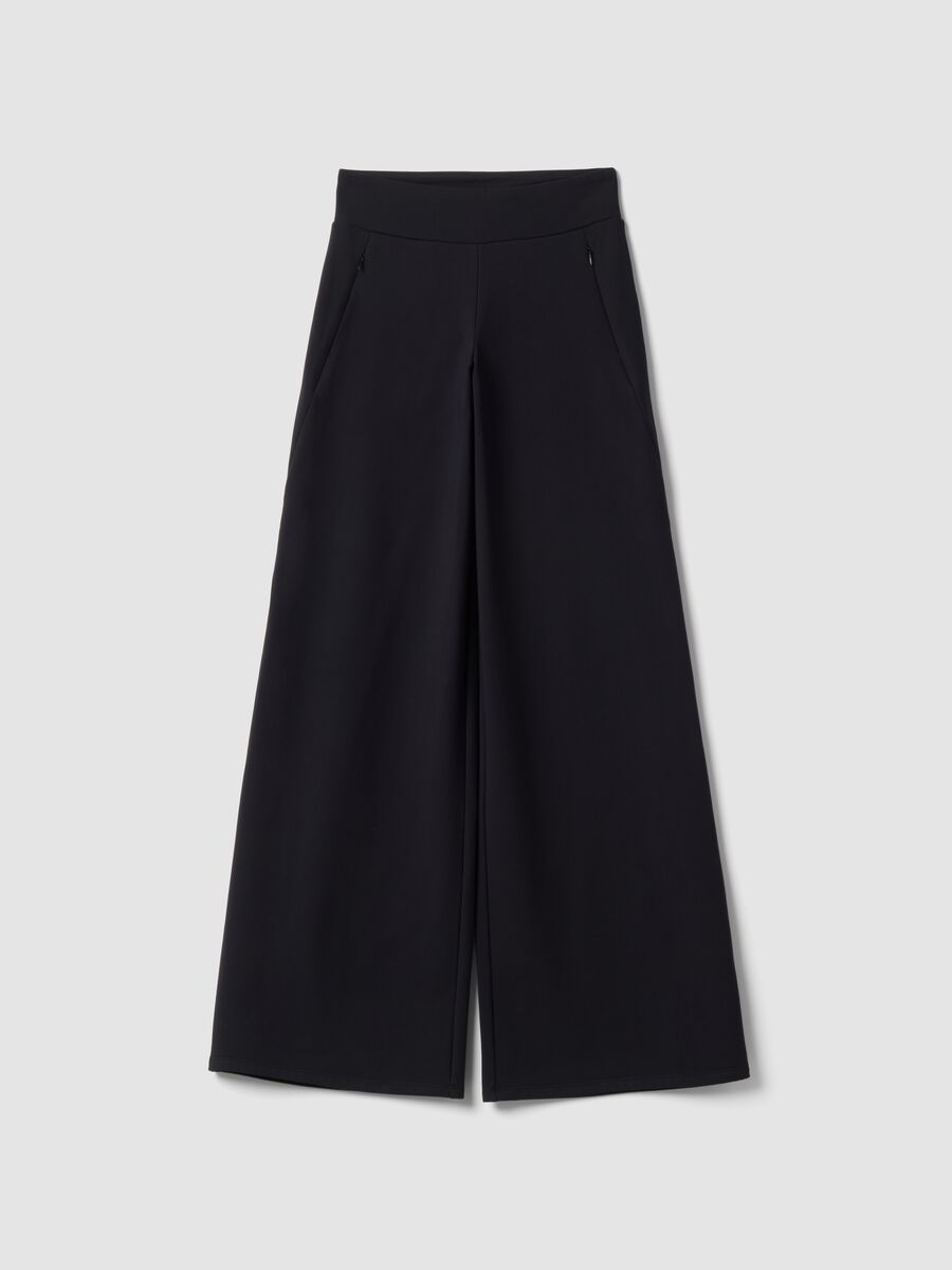 Pantaloni neri wide leg in tessuto elasticizzato ALTAVIA STUDIO_4
