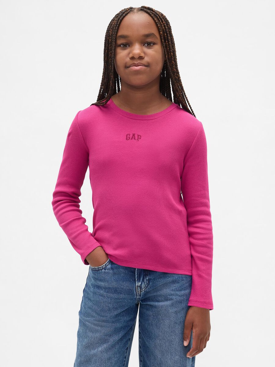 Cotton Long Sleeve Pink T-shirt_0