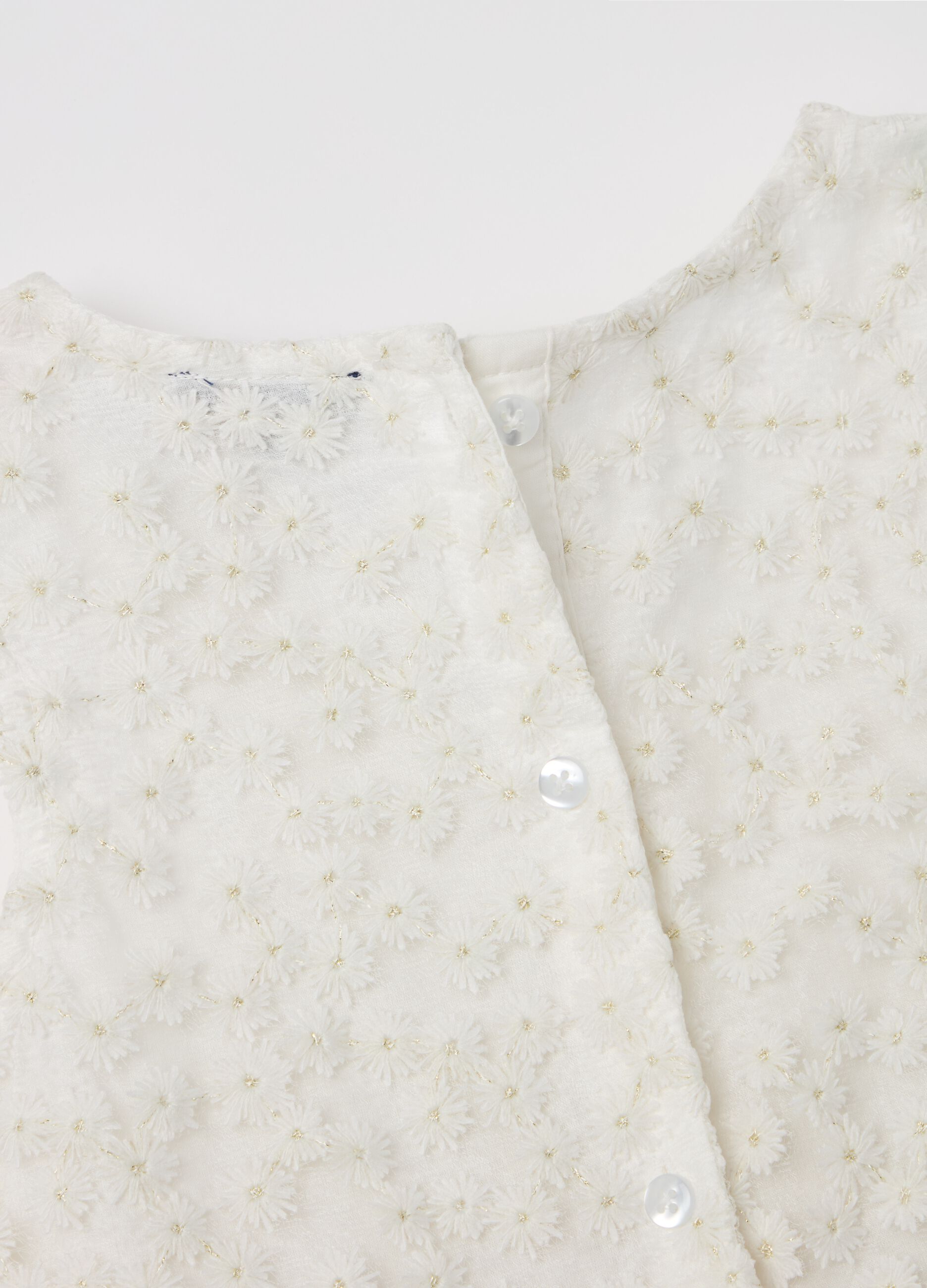 Abito smanicato con ricamo fiori 
