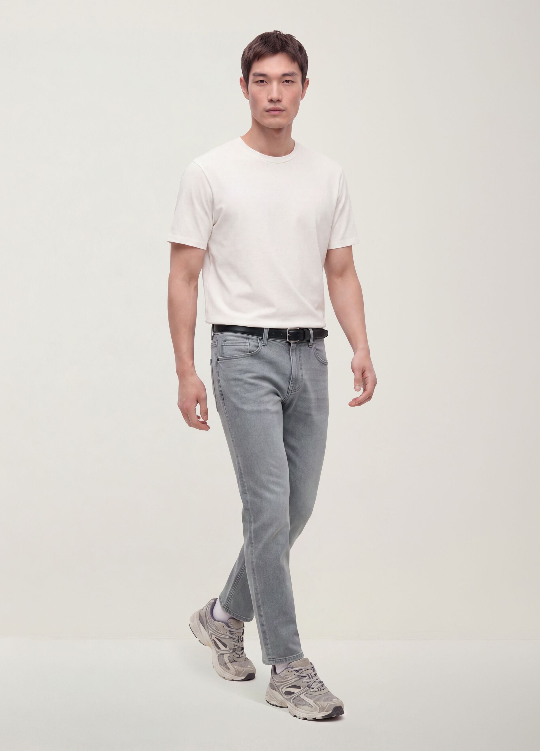 Grey stretch cotton jeans