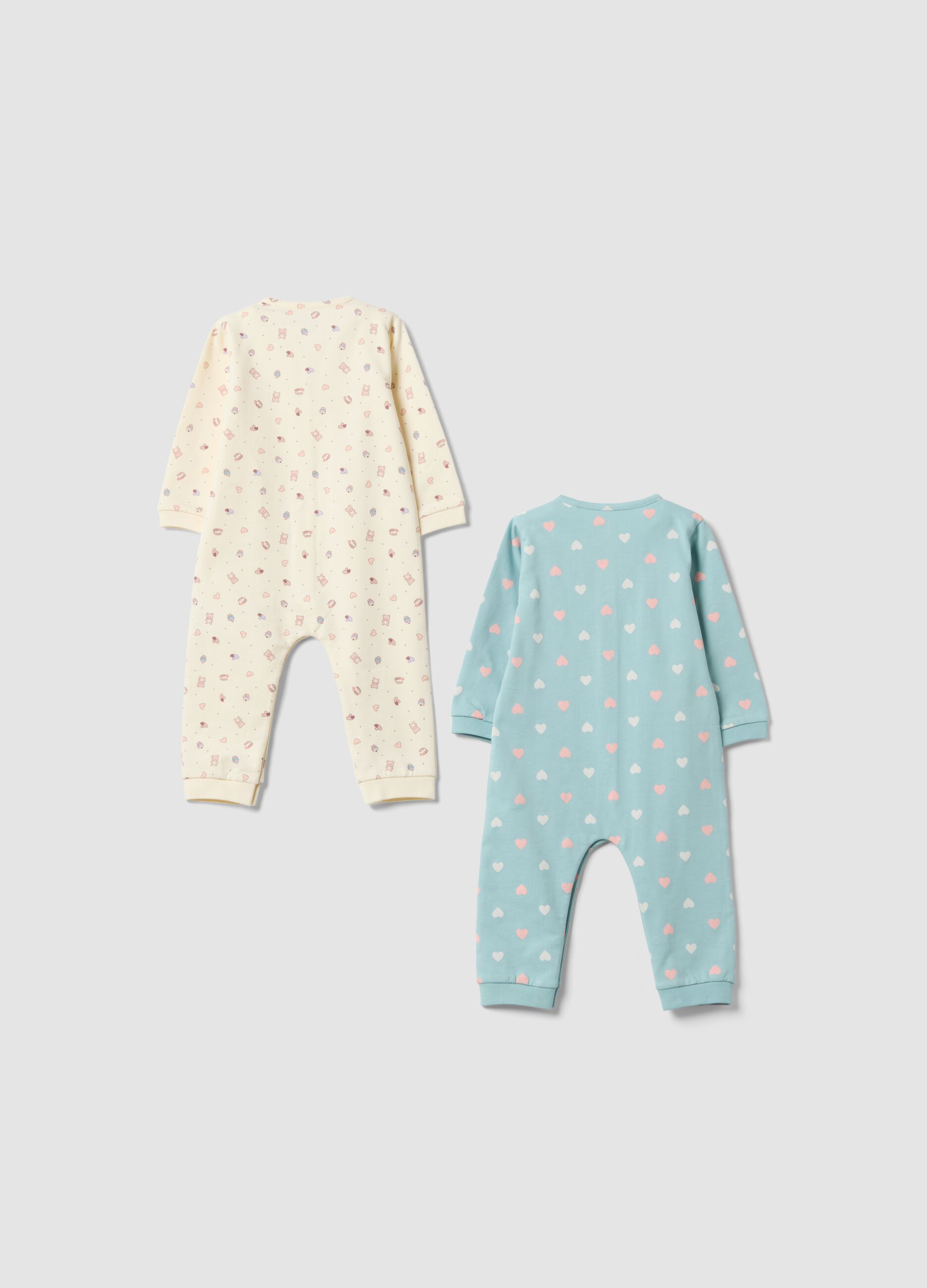 2-pack blue and white organic cotton sleepsuits for baby girl