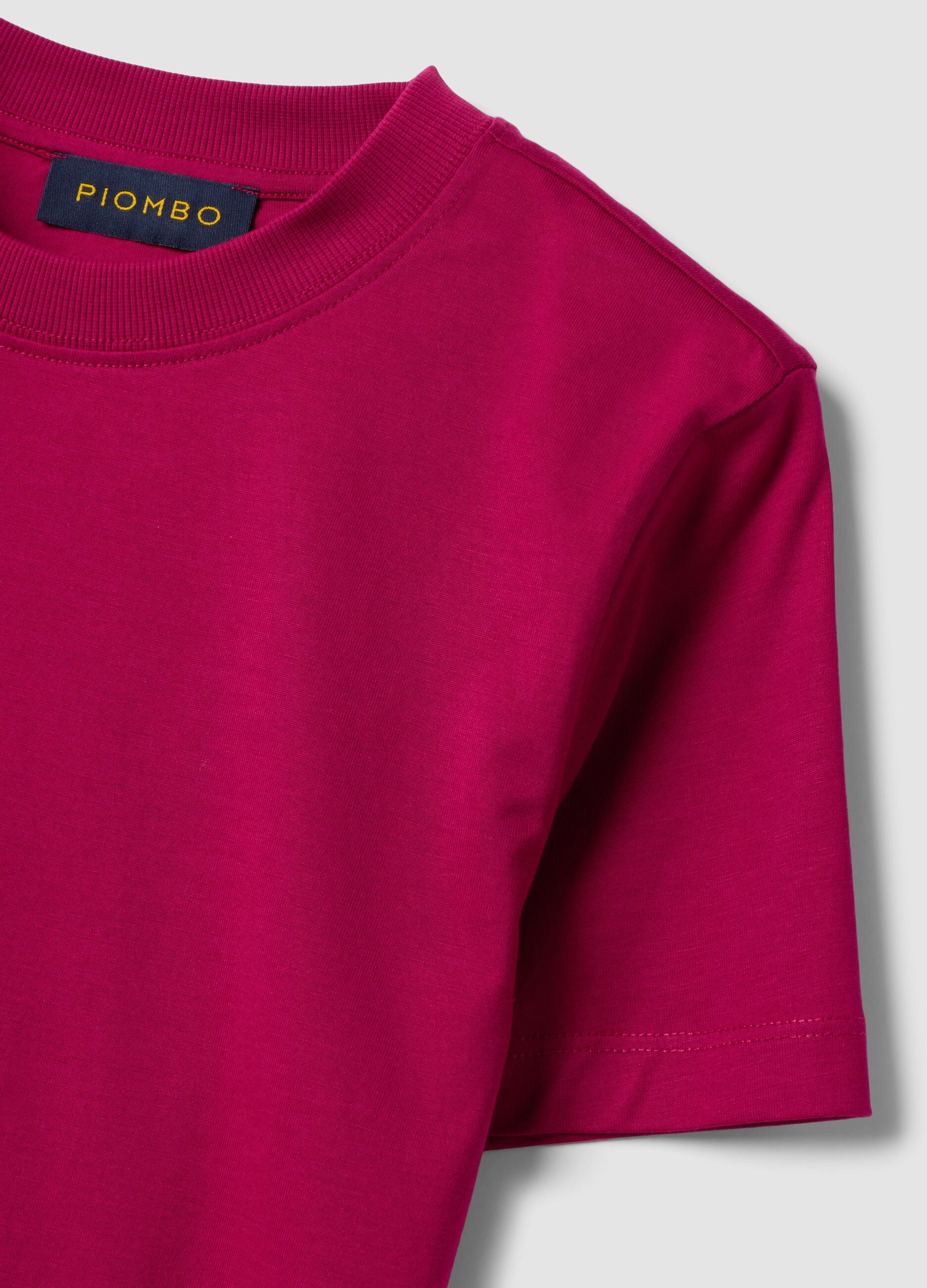 Pink regular-fit crew-neck T-shirt in pure Supima cotton