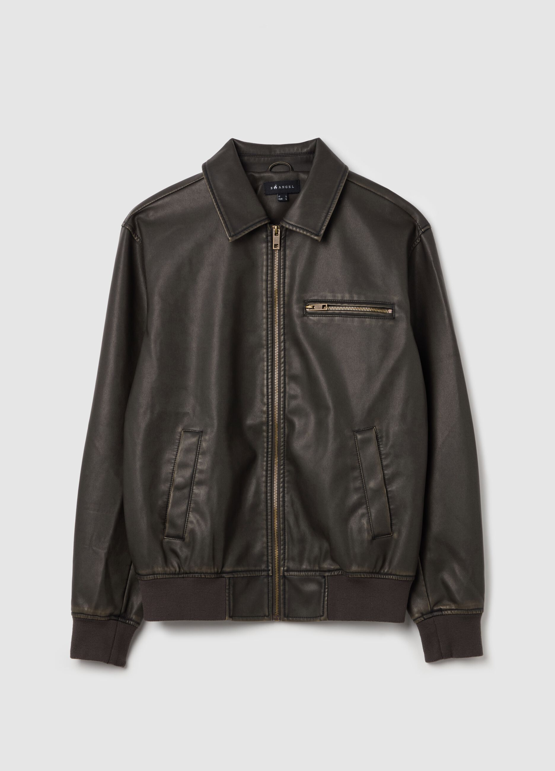 Coated-effect biker jacket