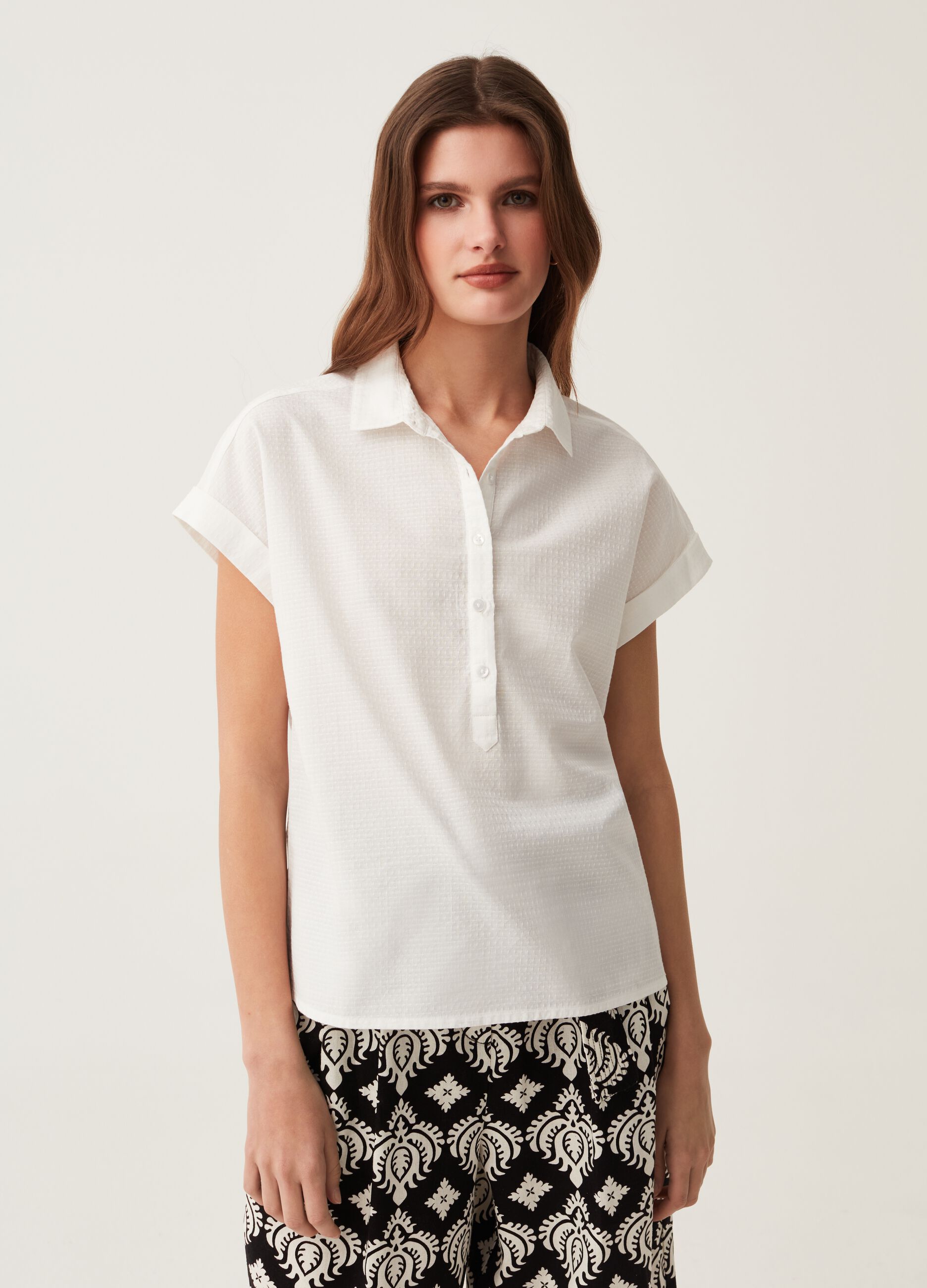 Camicia con maniche corte a kimono Bianco da Donna OVS