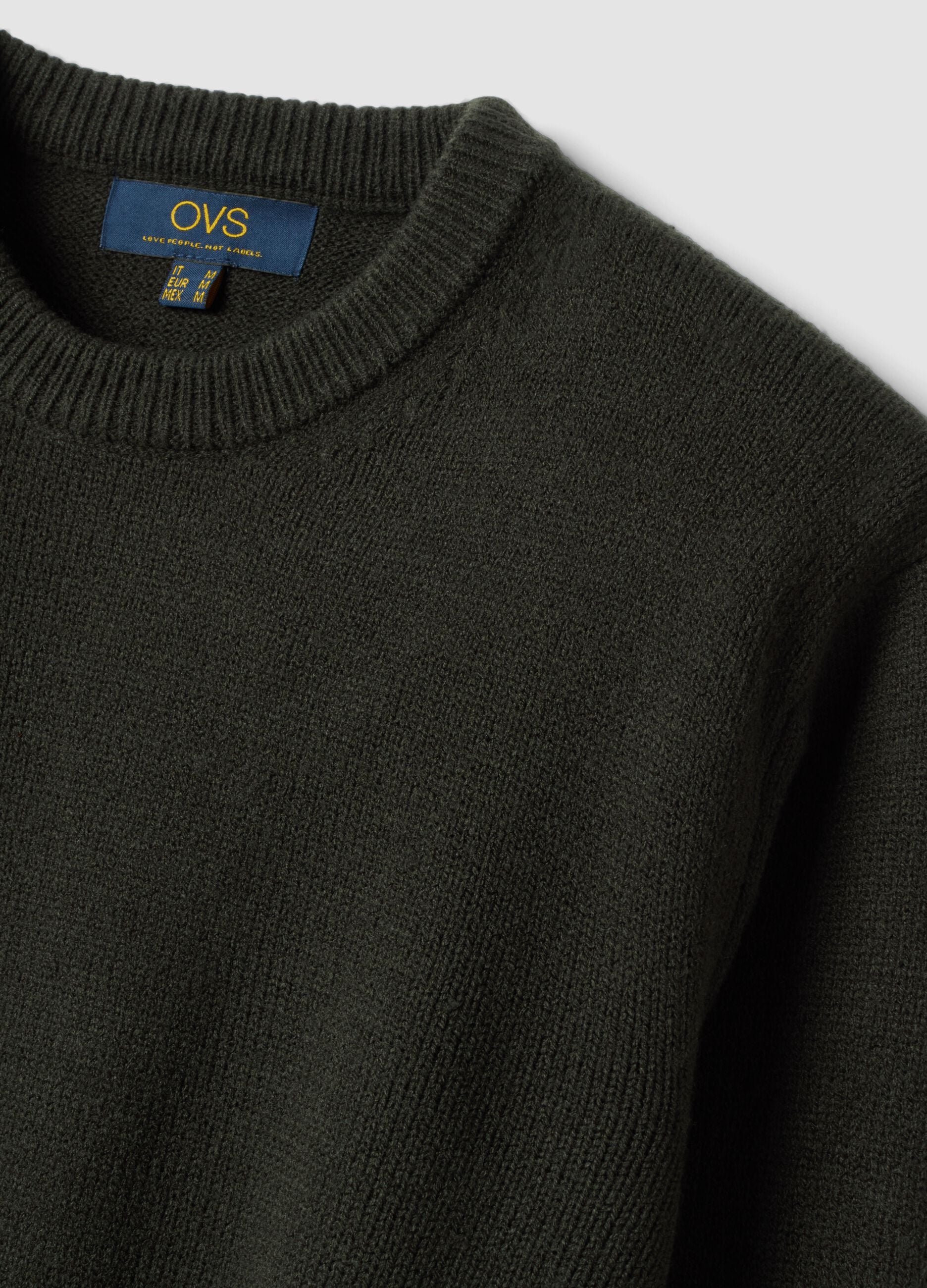 Green crew-neck jersey knit jumper, regular fit