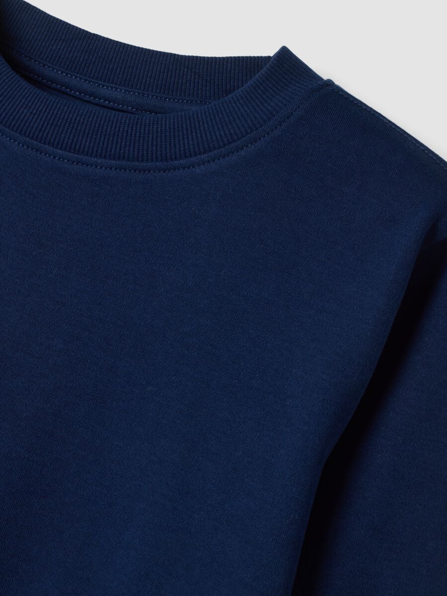 Navy blue crew-neck T-shirt in pure organic cotton_2