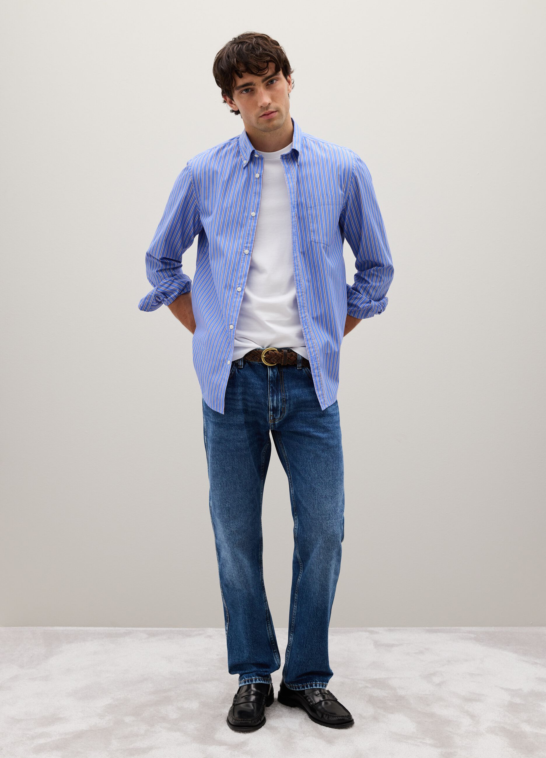 Blue pure cotton jeans regular fit