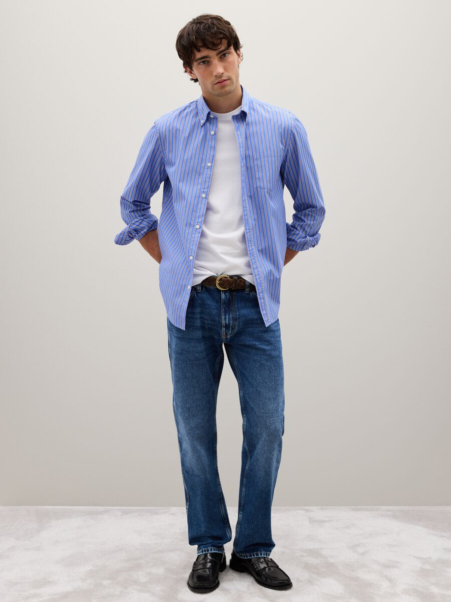 Jeans in puro cotone blu regular fit_0