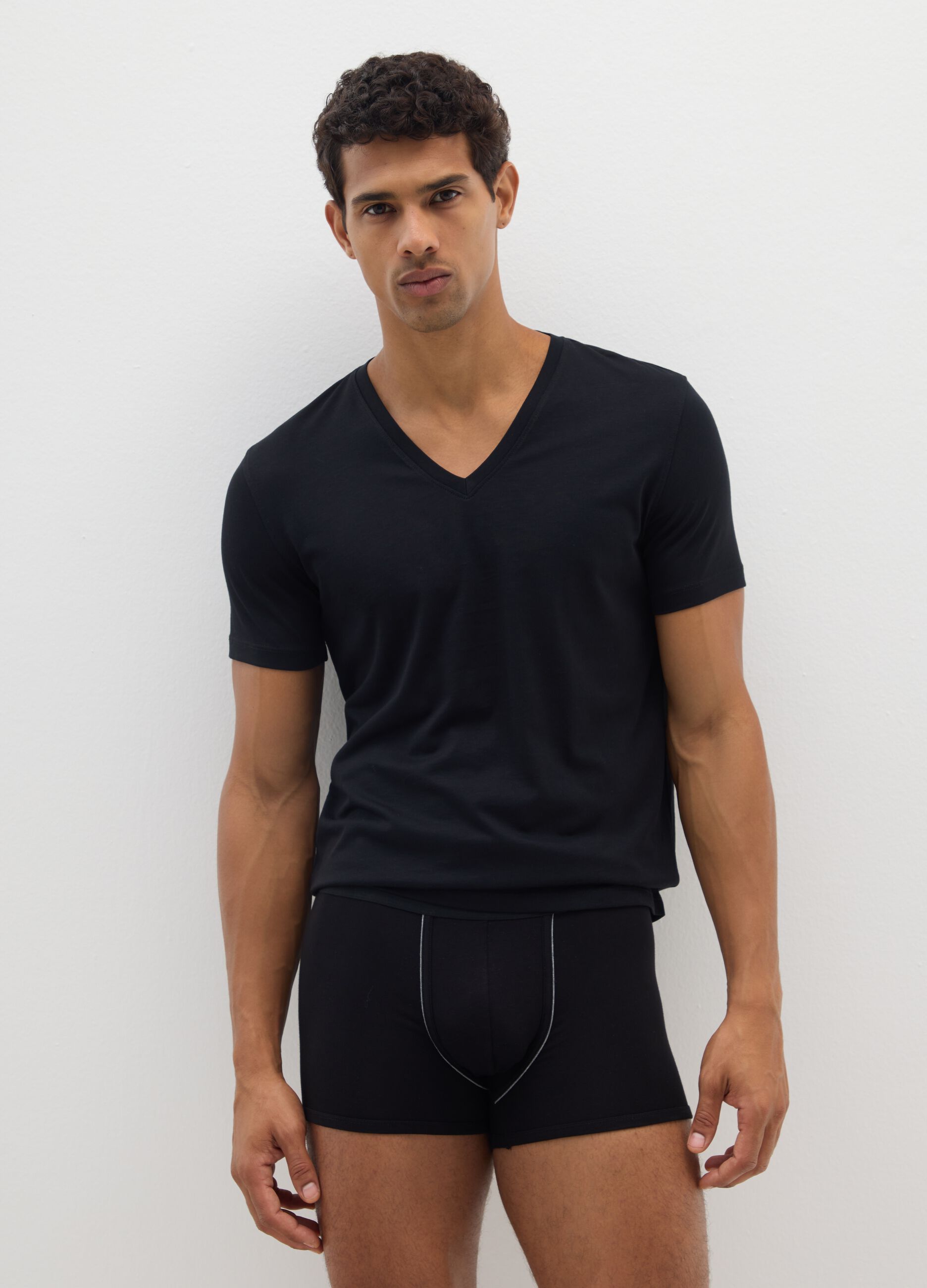 Pack of two cotton stretch black boxer shorts