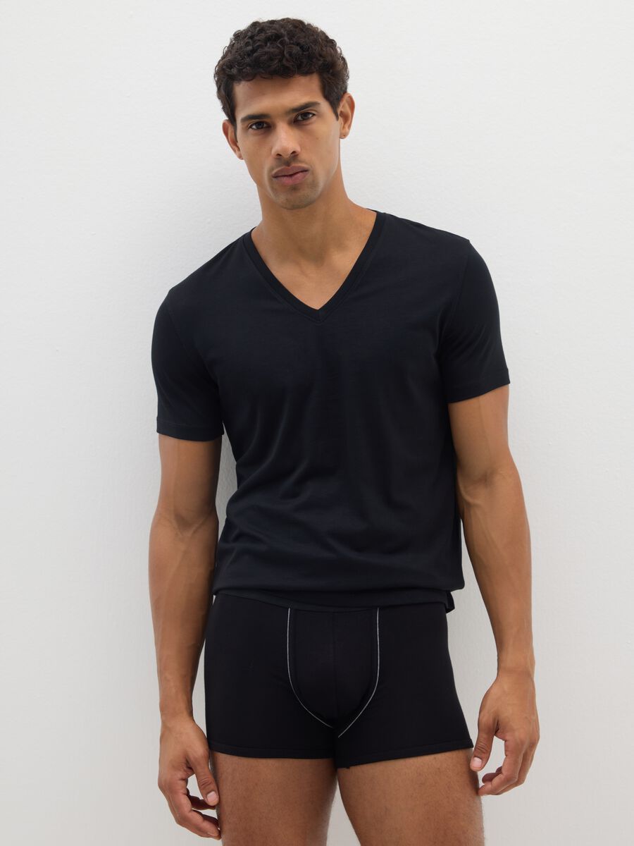 Pack of two cotton stretch black boxer shorts_0