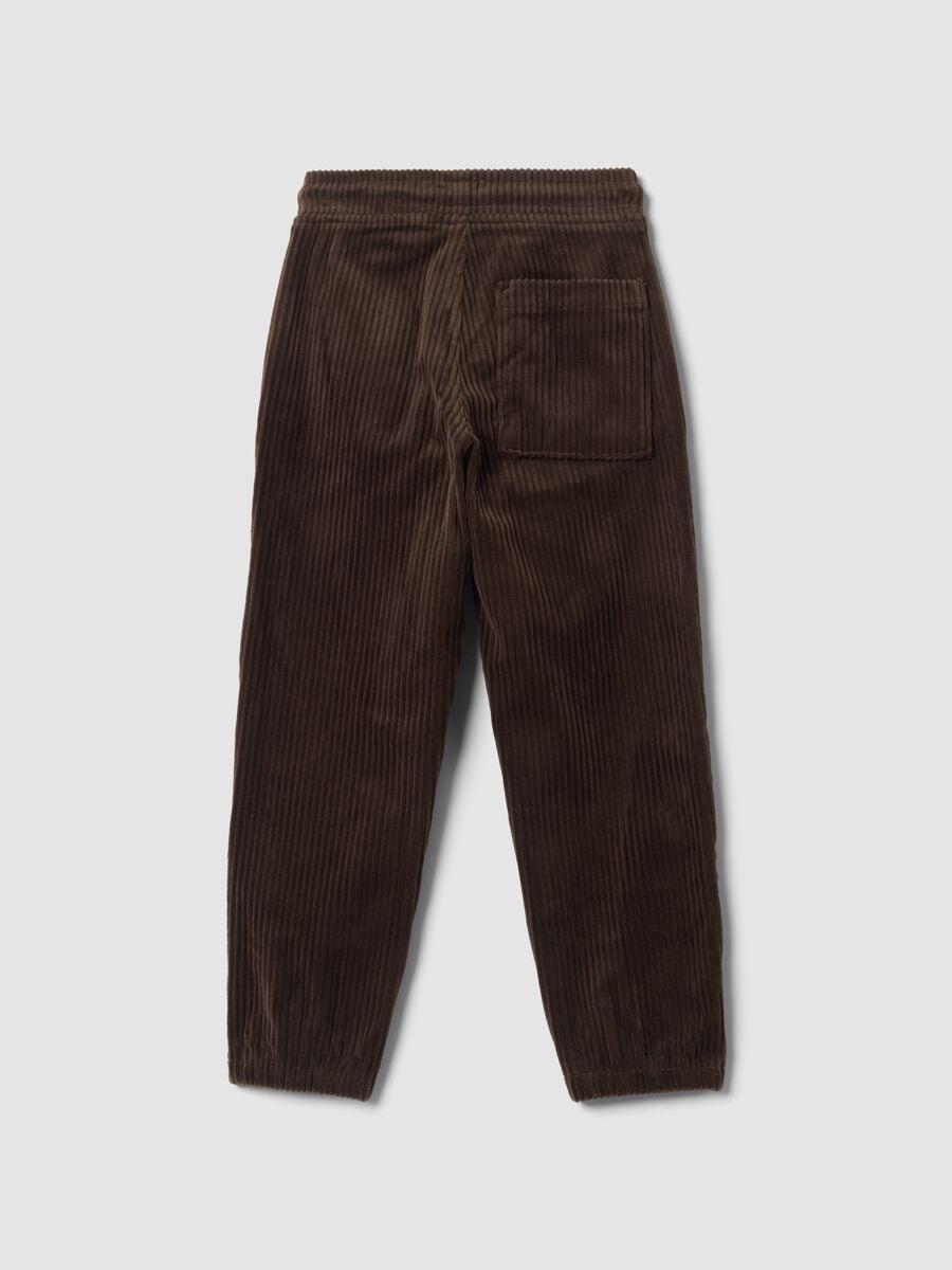Pantaloni marroni comfort fit a coste_1