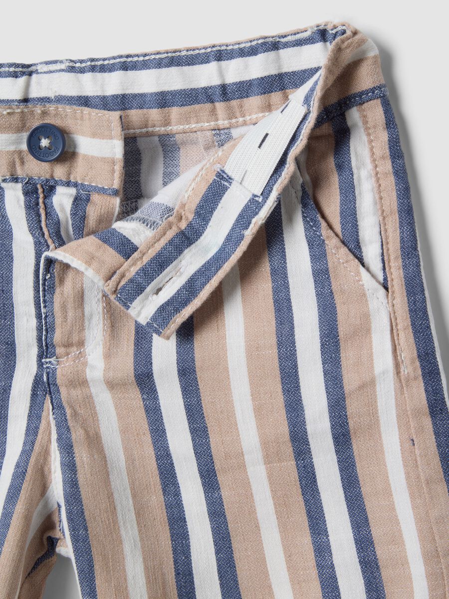 Multicolour stripe cotton blend boys' shorts, regular fit_2