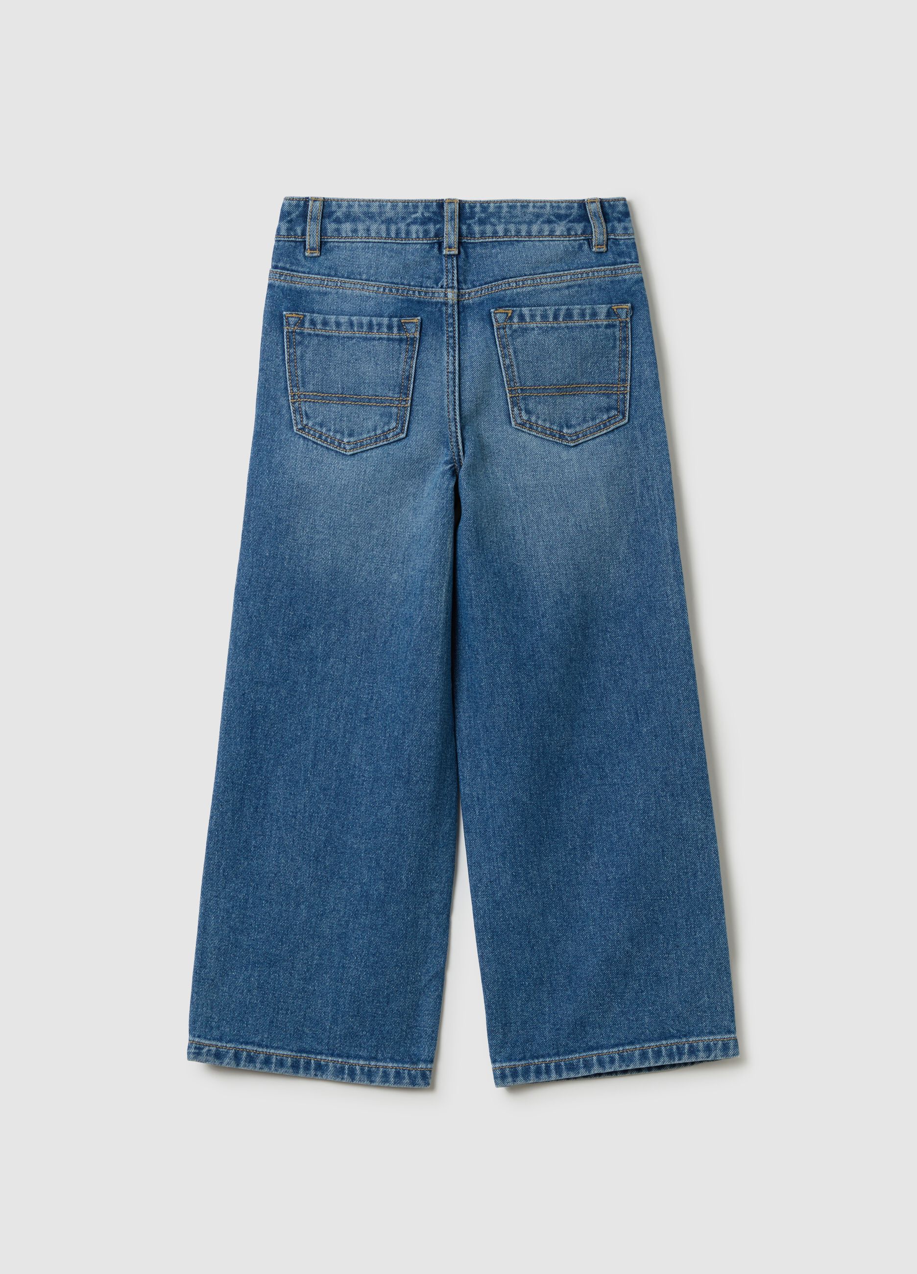 Culotte jeans with studs and abrasions
