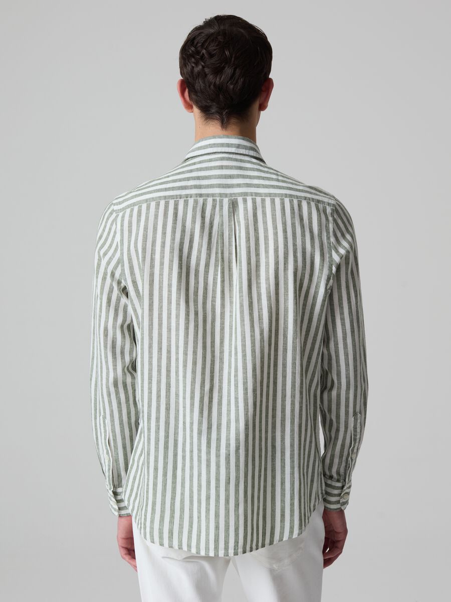 Regular-fit striped shirt in linen and cotton_2