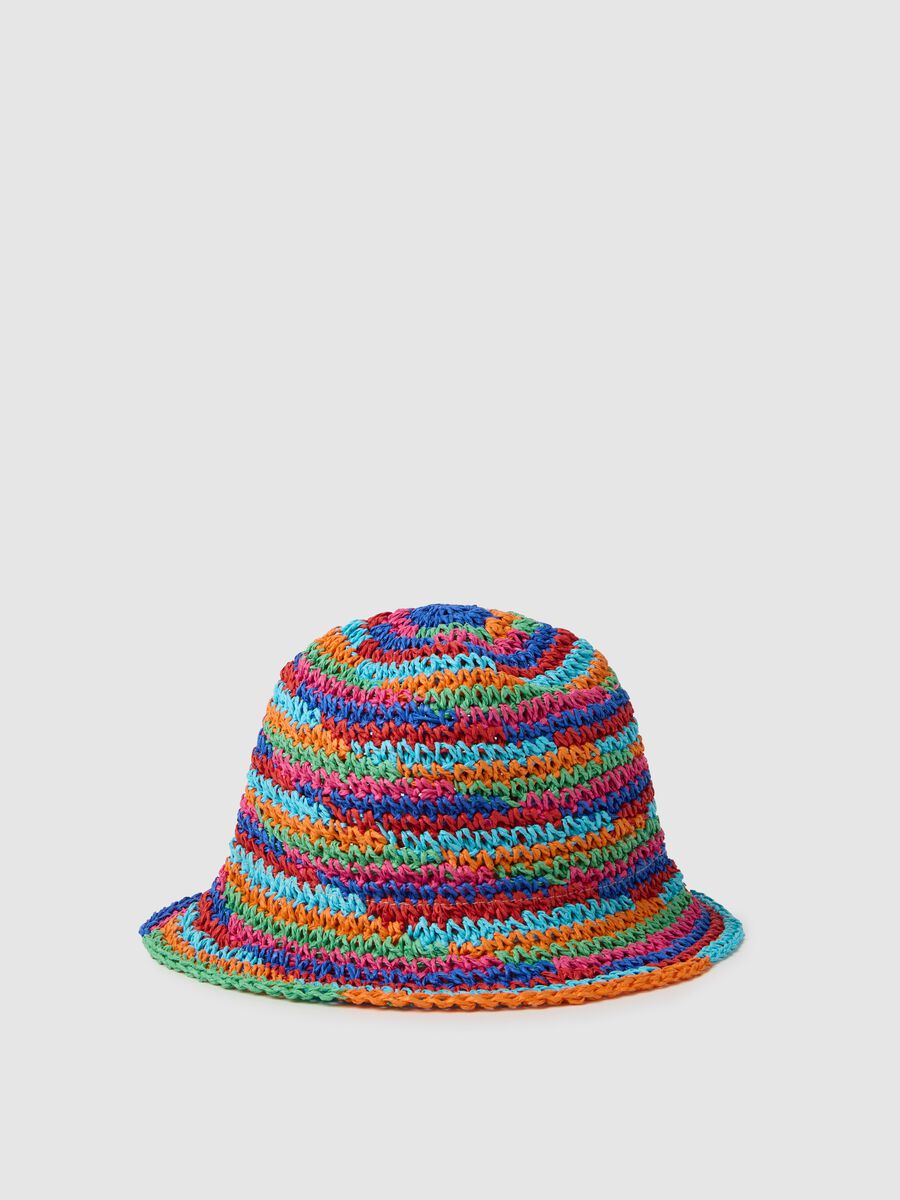 Raffia hat with stripes_0