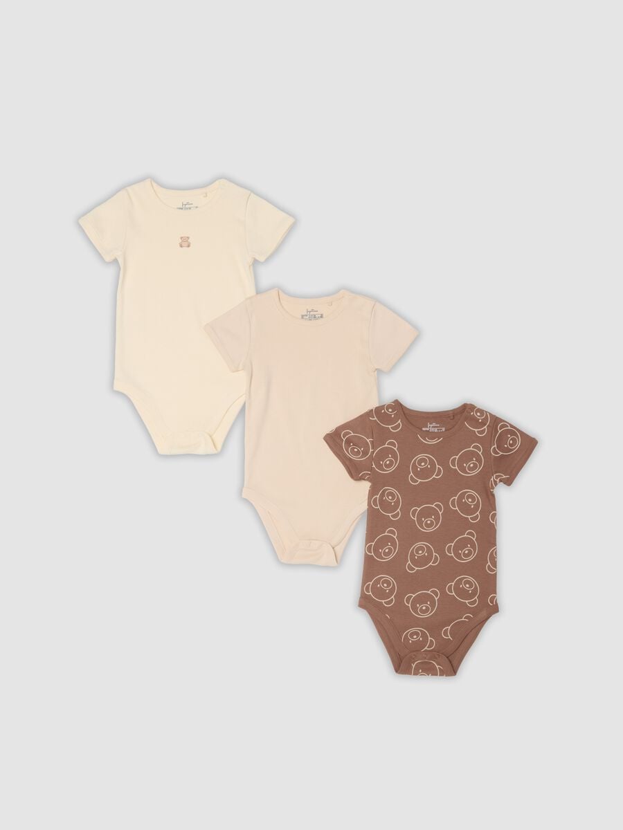 Tripack di body multicolor in cotone organico a maniche corte_0