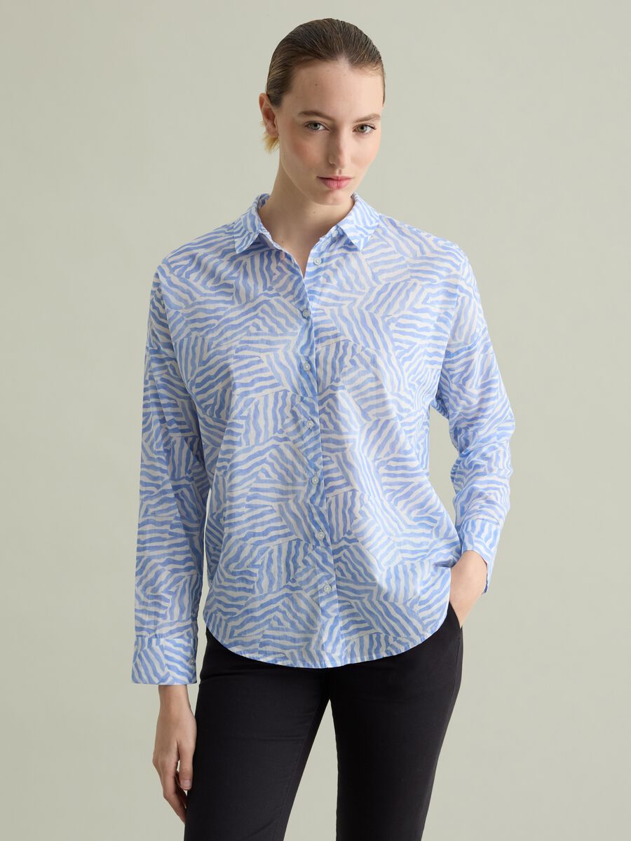 Cotton shirt with patterned print_0