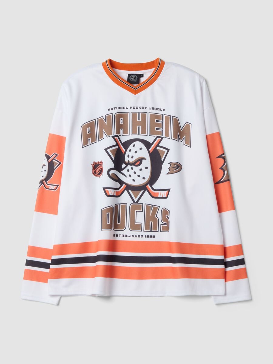 White pure cotton T-shirt with Anaheim Ducks print_0