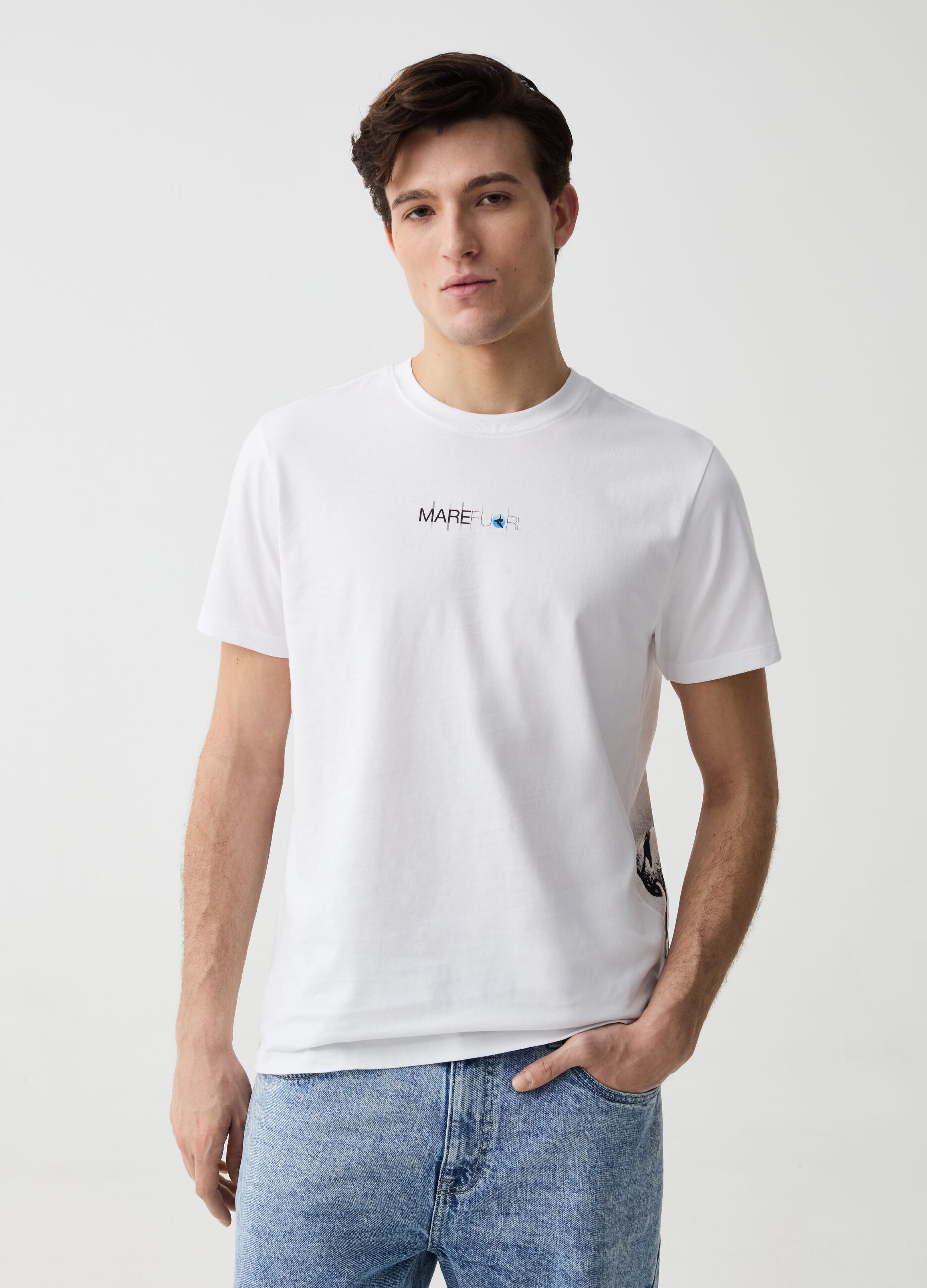 Ovs T-shirt in cotone con maxi stampa MARE FUORI