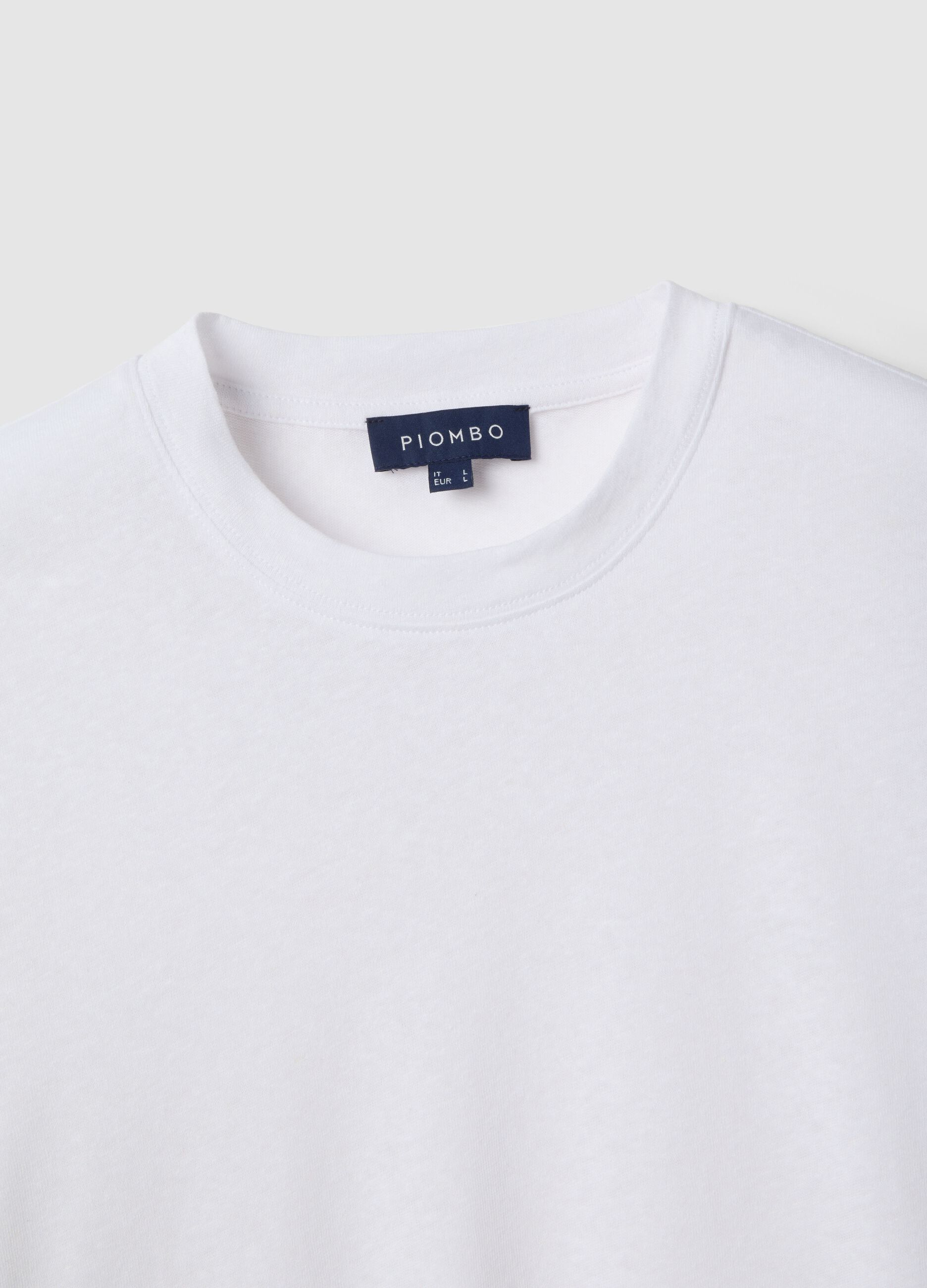 T-shirt in misto lino e cotone bianca regular fit
