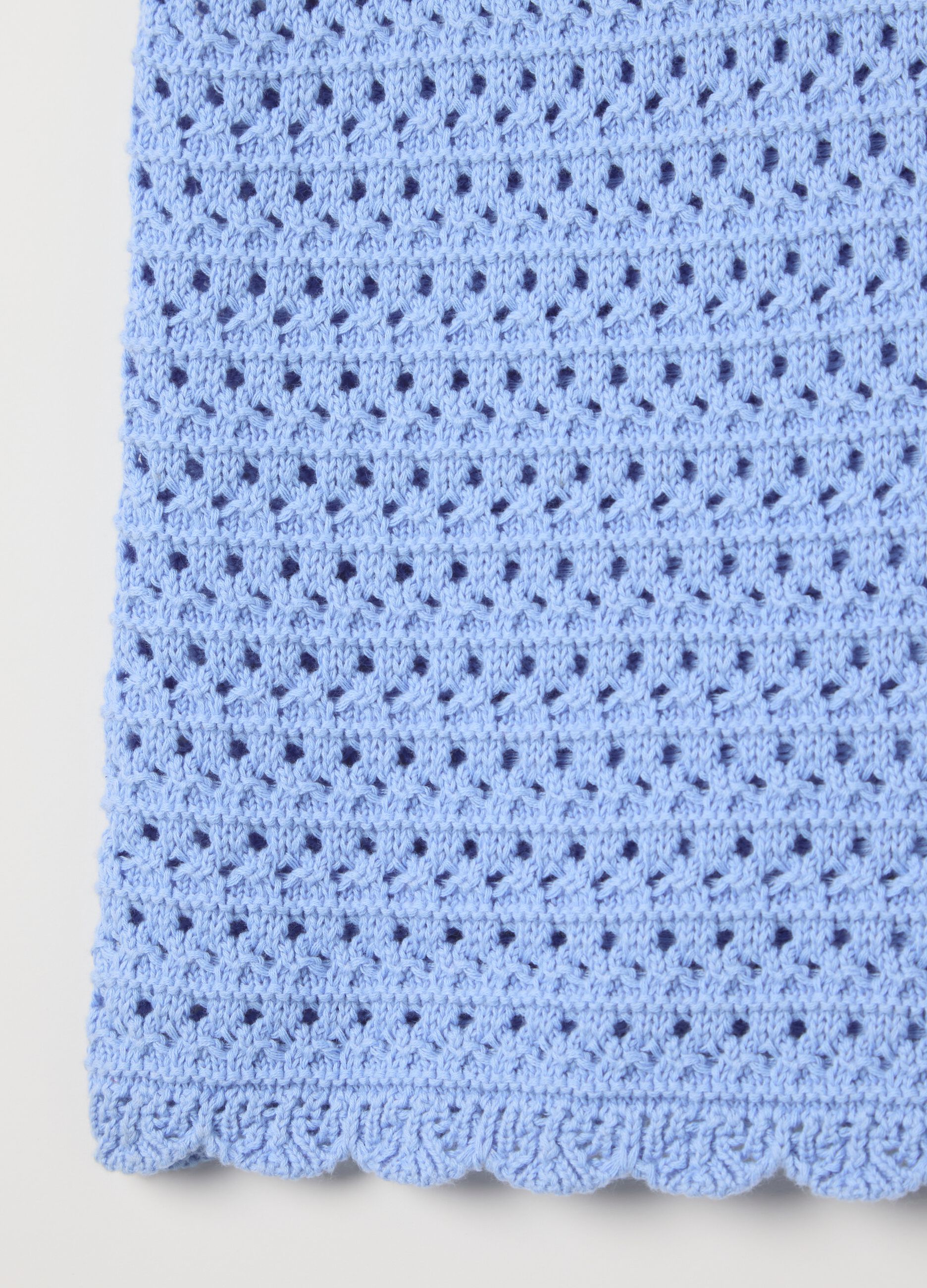 Light blue crochet tank top with V neck