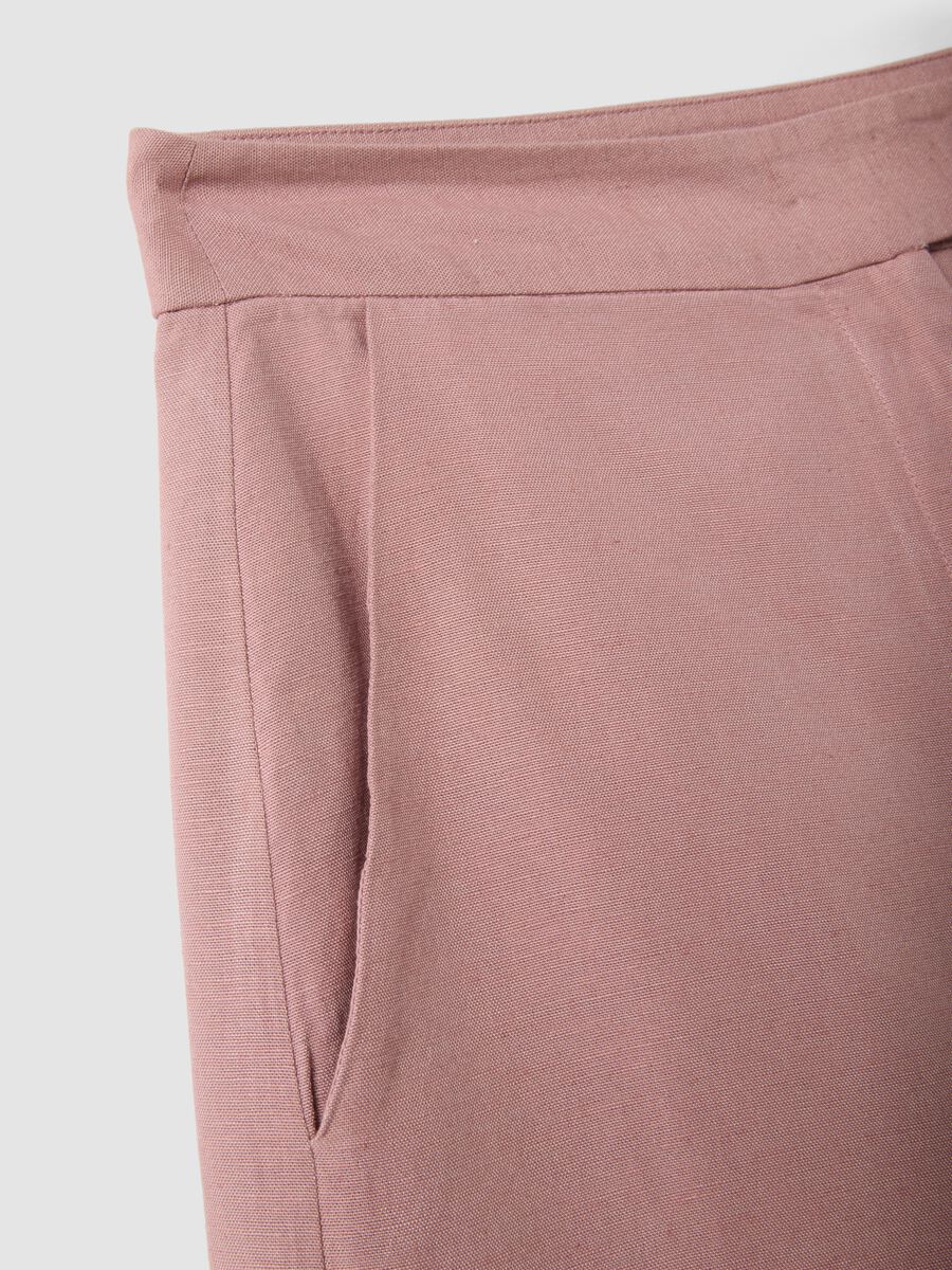 Pink shorts in a viscose, cotton and linen blend &ndash; regular fit_5