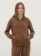 Brown cotton blend regular fit hoodie with zip_1