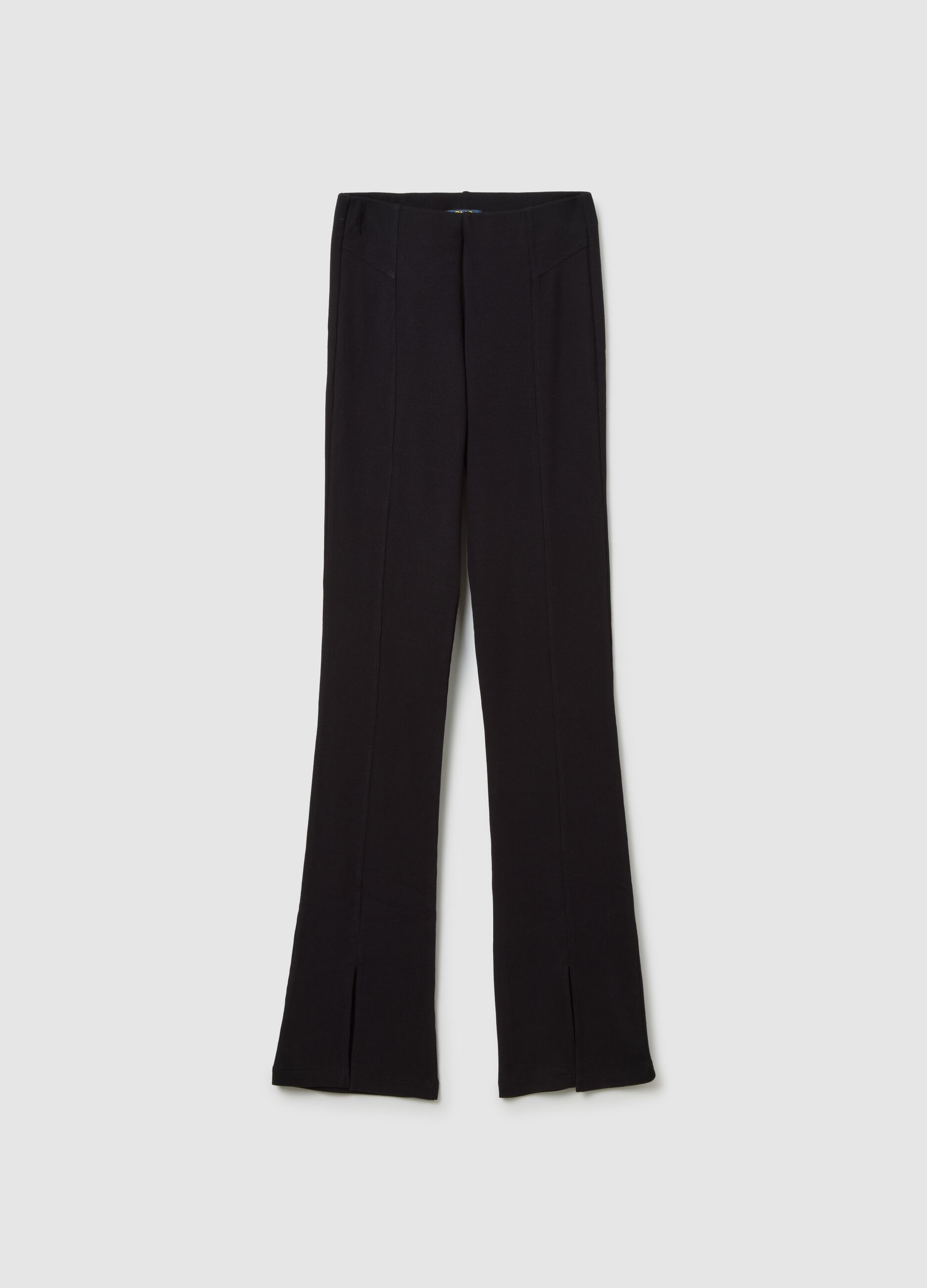 Leggings da ragazza in cotone elasticizzato nero flare fit