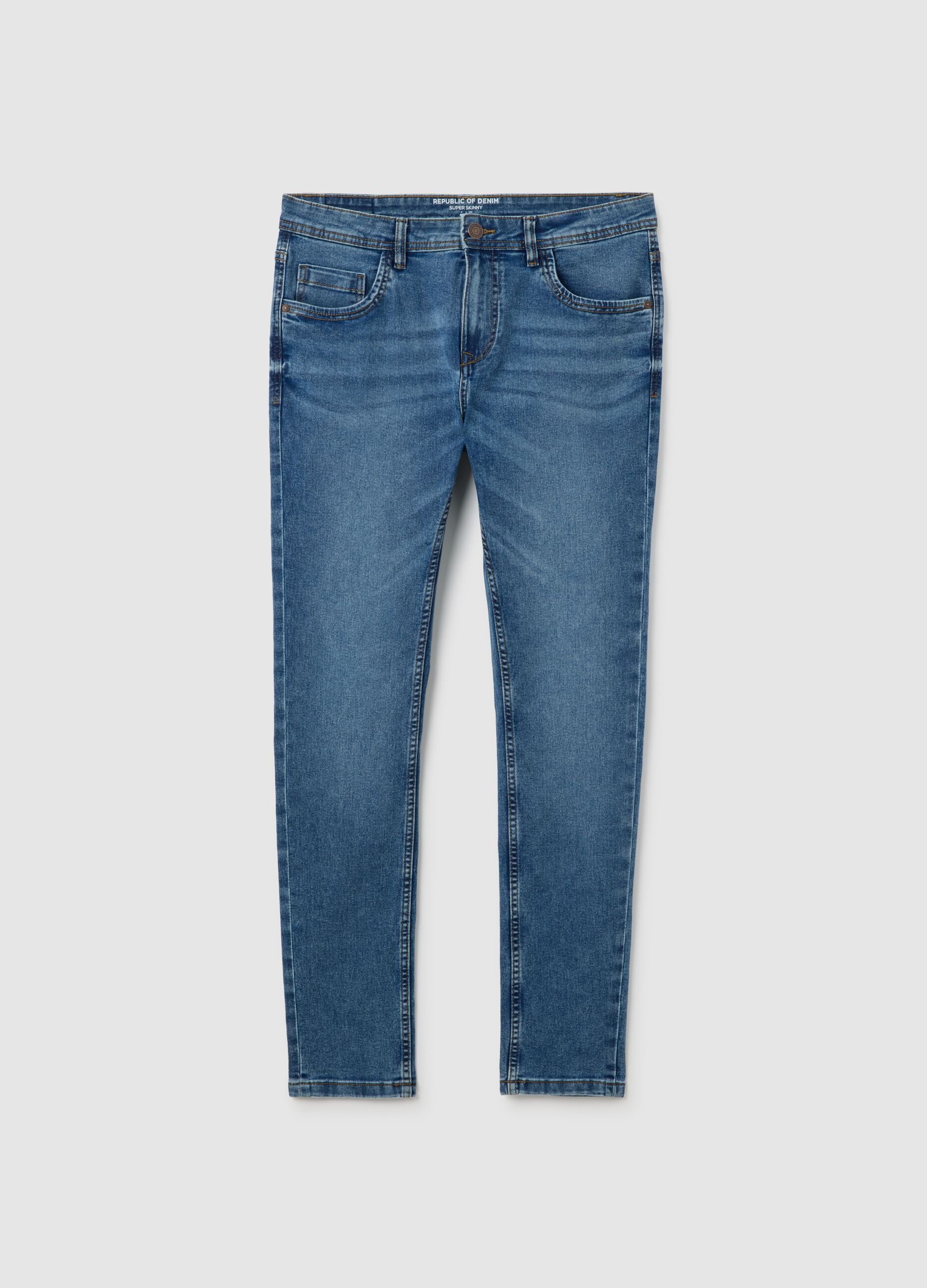 Jeans da uomo in denim blu super skinny