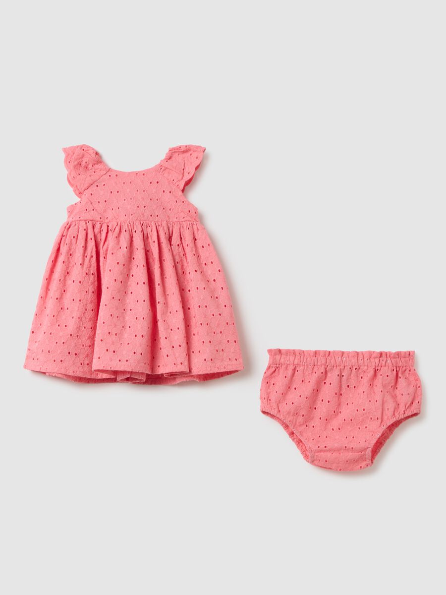 Girls' Pure Cotton Pink Dress with Cut-Out Details_0