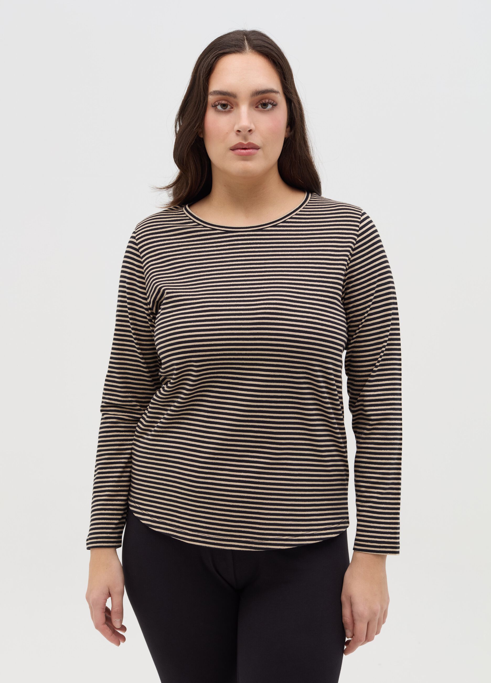 Curvy T-shirt in striped lurex