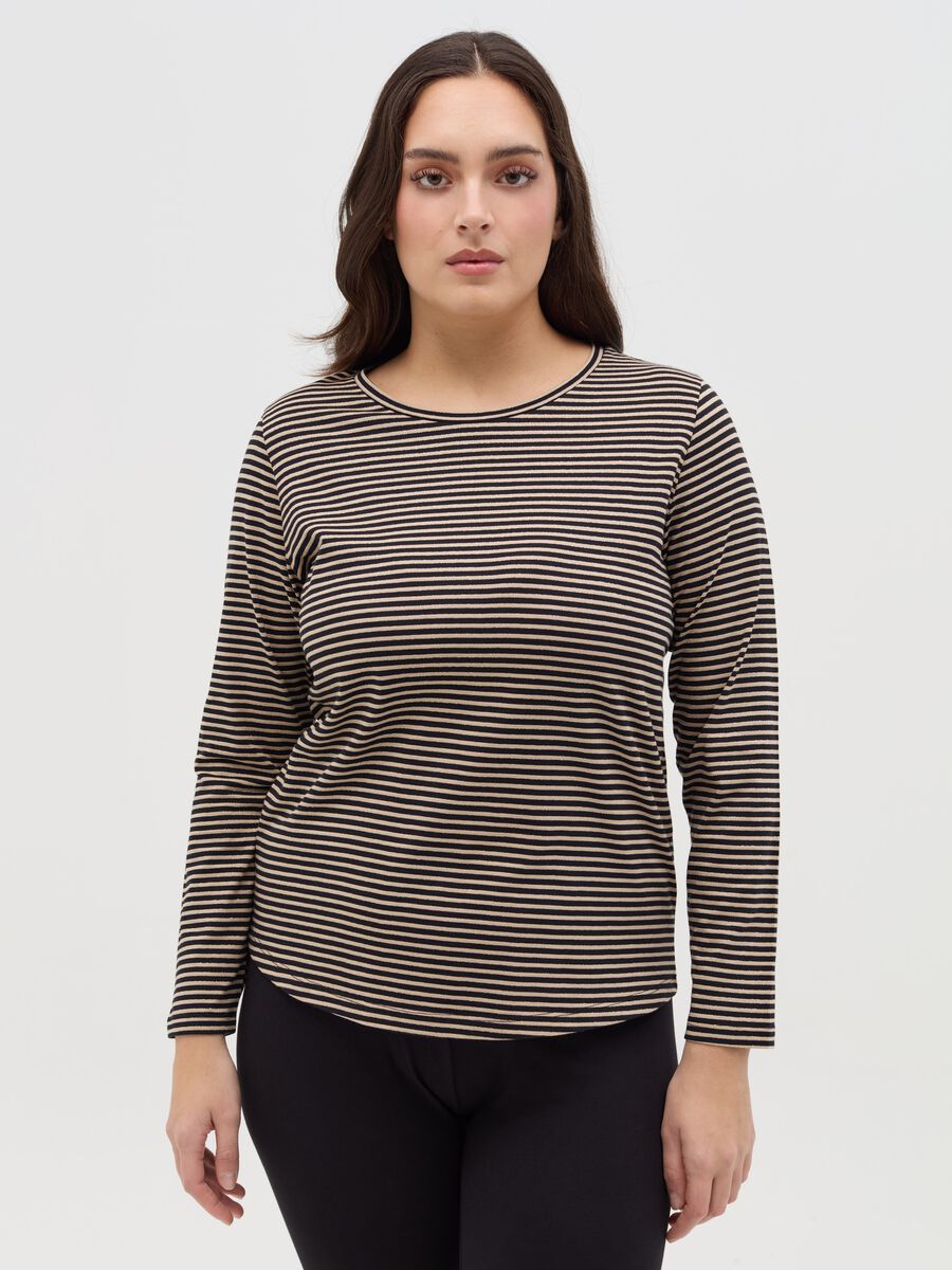 Curvy T-shirt in striped lurex_0