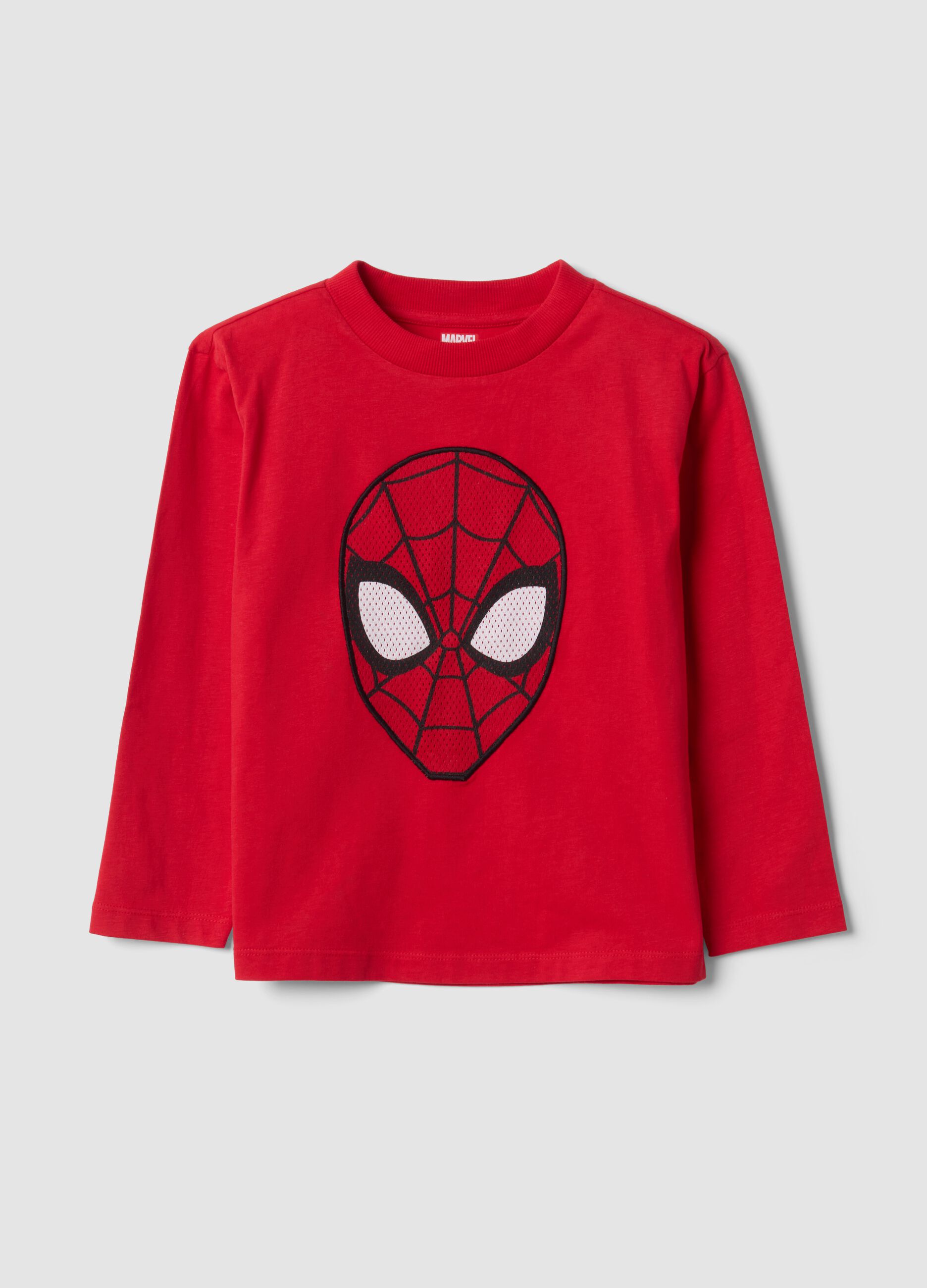 T-shirt rossa in puro cotone con stampa MARVEL Spider-Man