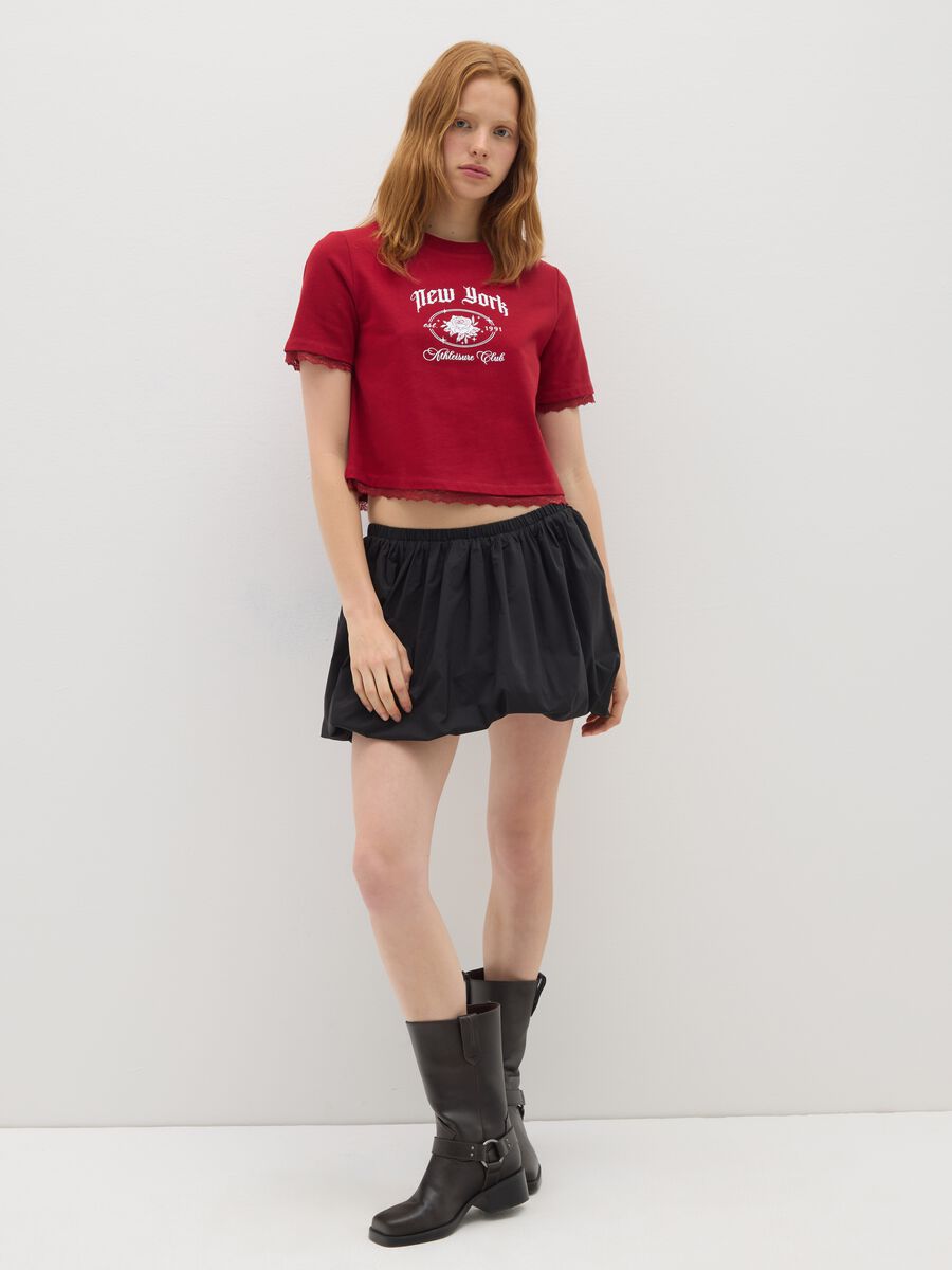 Red pure cotton T-shirt with lace_1