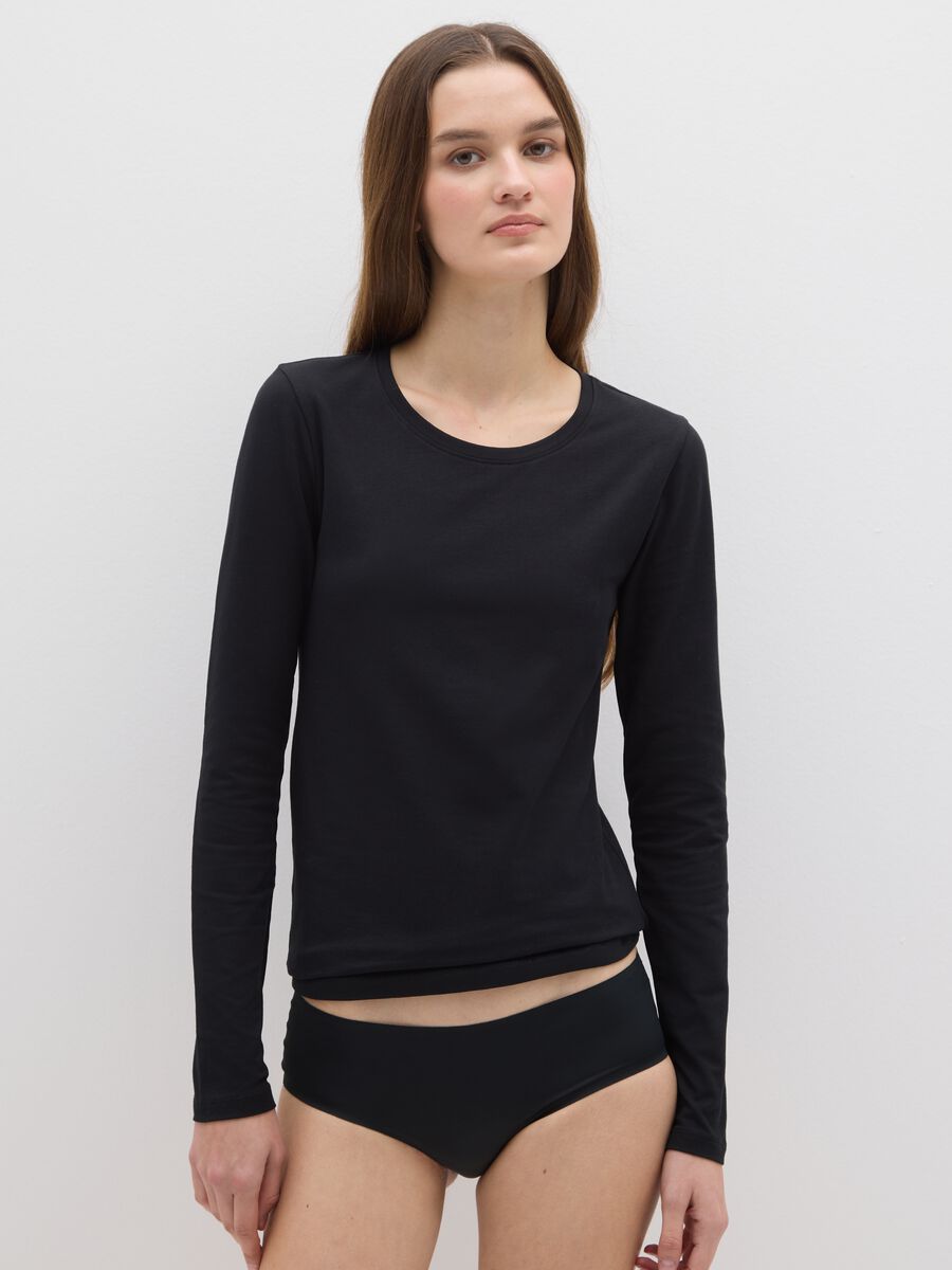 Slip nero in tessuto elasticizzato_0