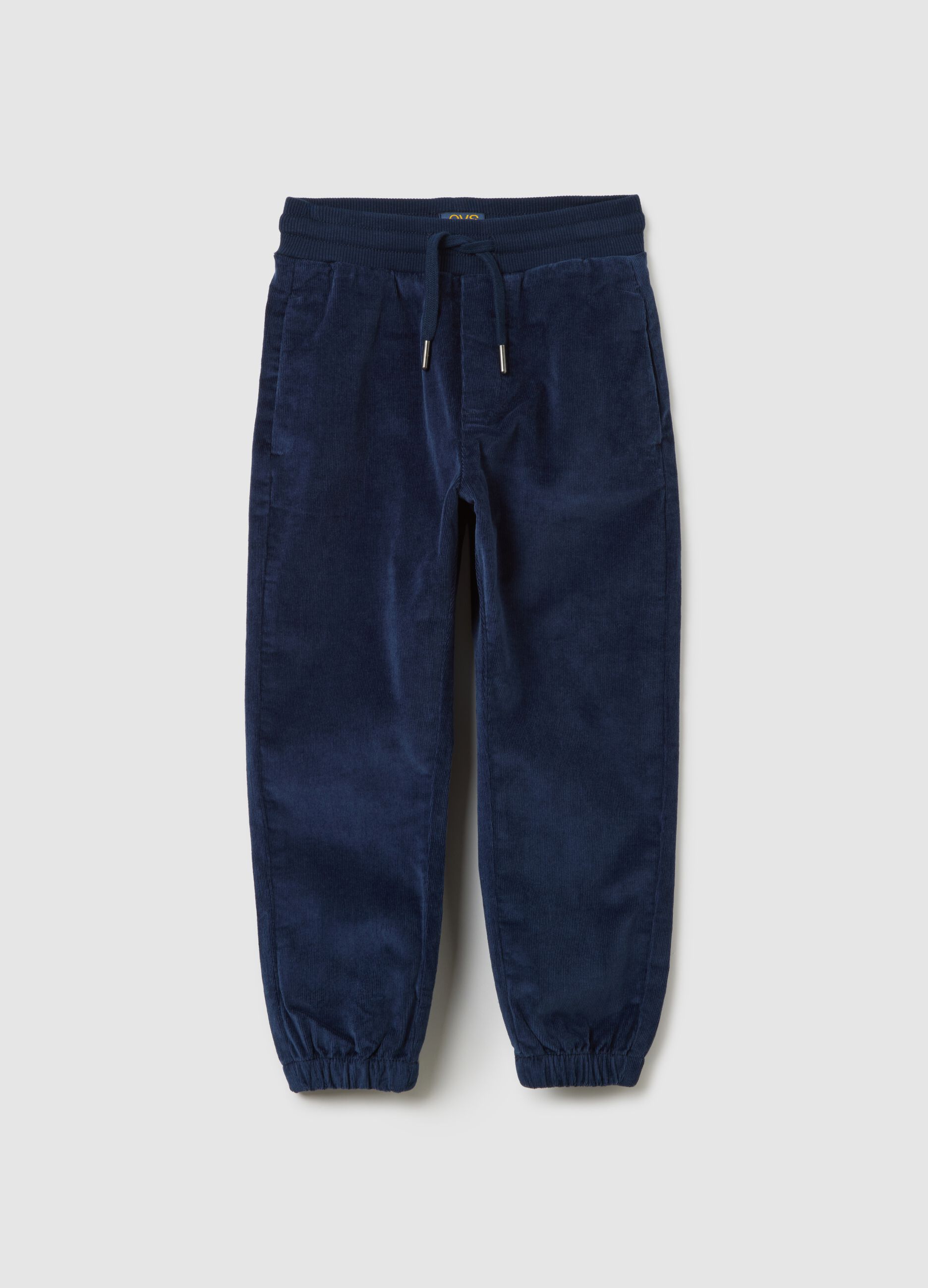 Children's Trousers in Blue Cotton and Corduroy