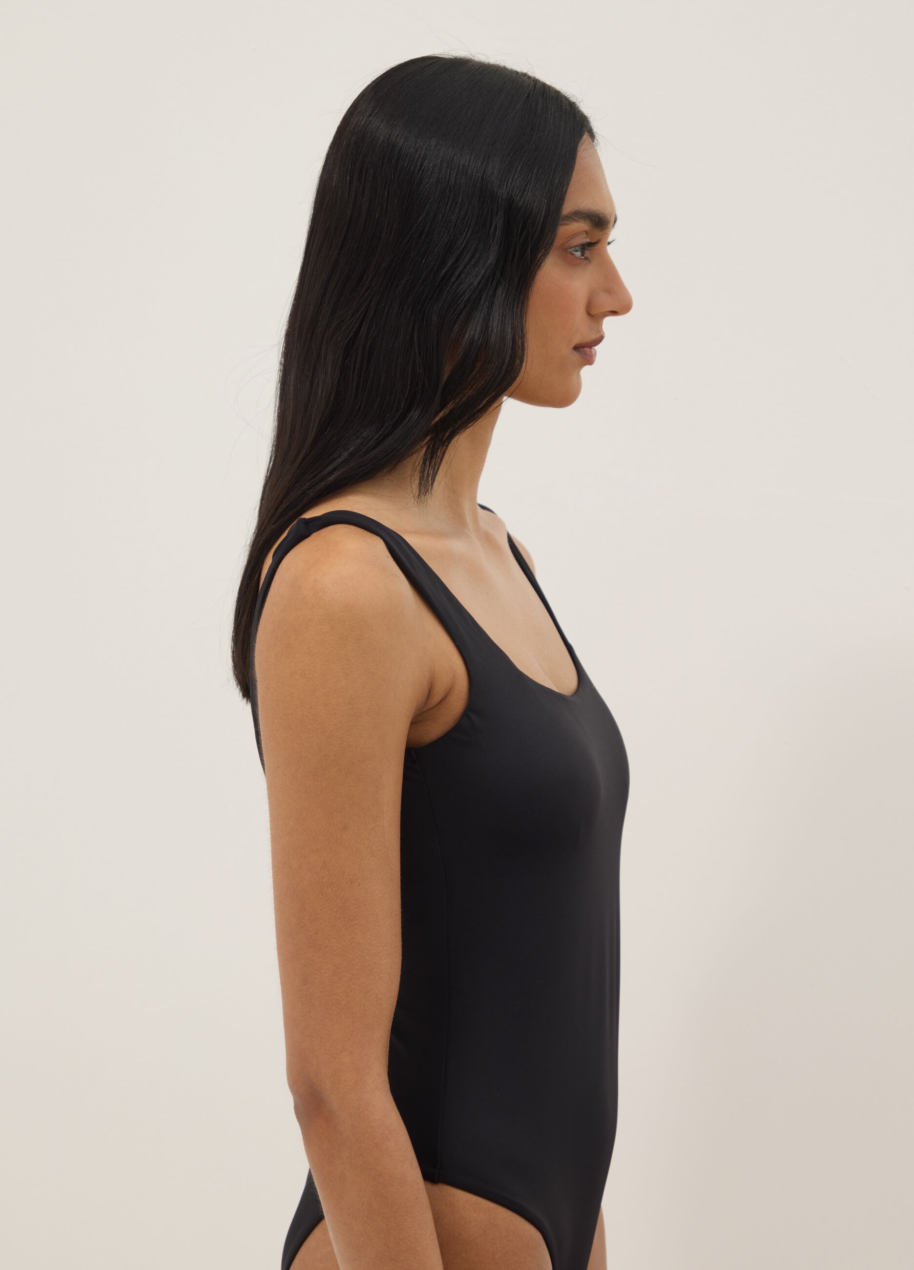 Black Stretch One-Piece Swimsuit with Padding