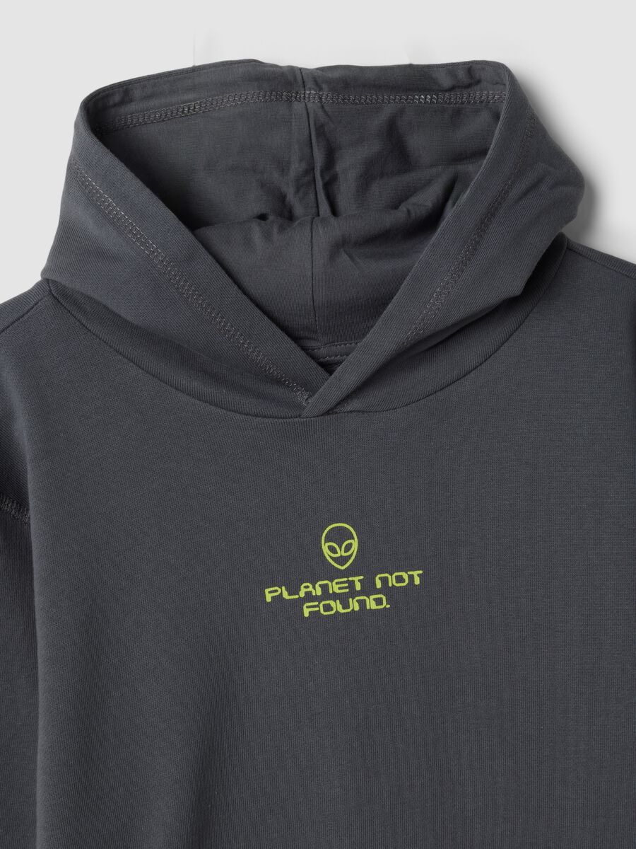 Grey pure cotton hoodie with relaxed-fit print_1