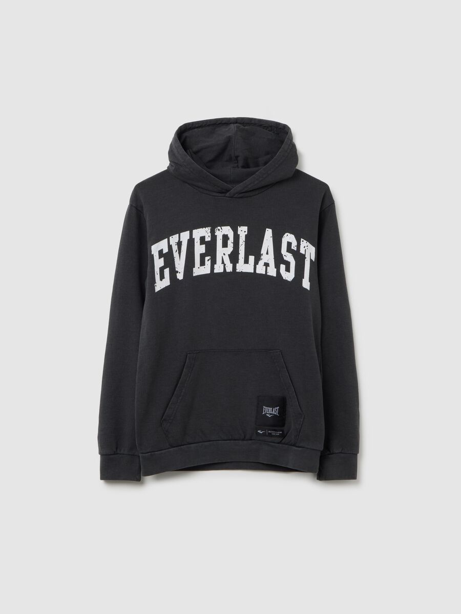 Felpa da ragazzo in misto cotone nero oversize_0